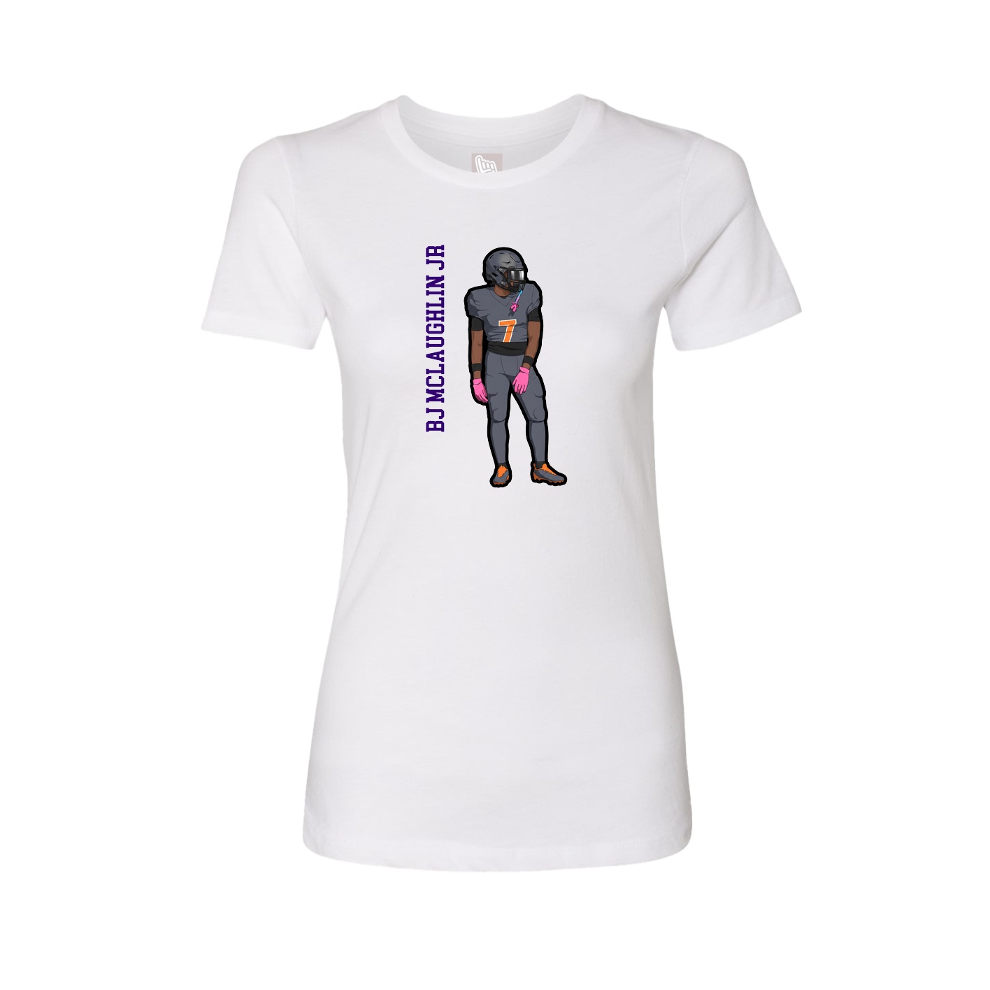 Womens Tee — Name Vertical in White