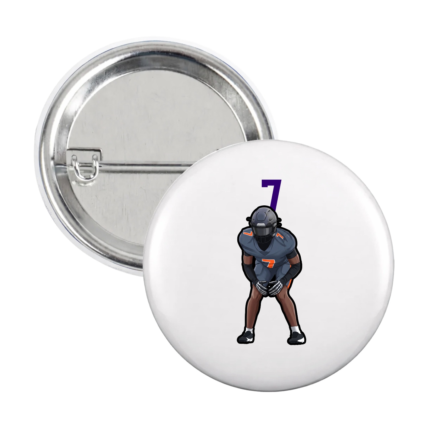 Game Day Button — Number Top in White