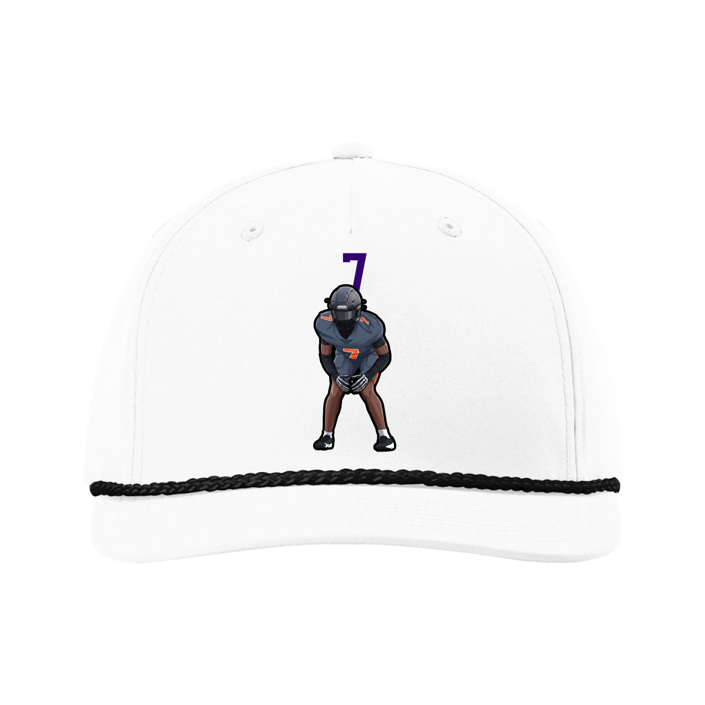 Five-Panel Classic Rope Cap — Number Top in White