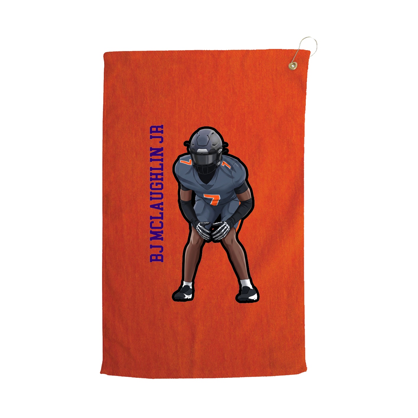 Golf Towel — Name Vertical in Orange