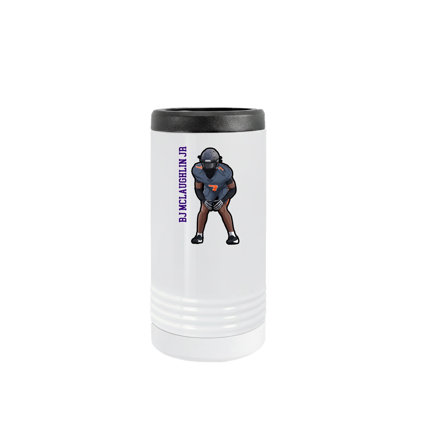 Slim Beverage Holder — Name Vertical in White