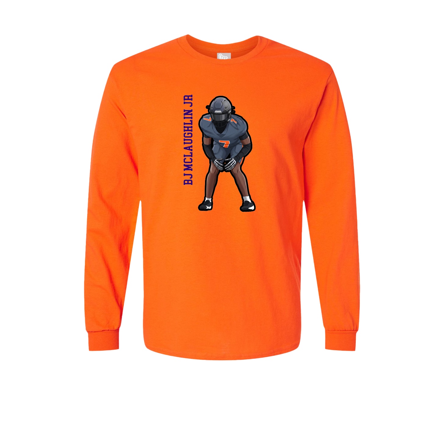 Long Sleeve Tee — Name Vertical in Orange