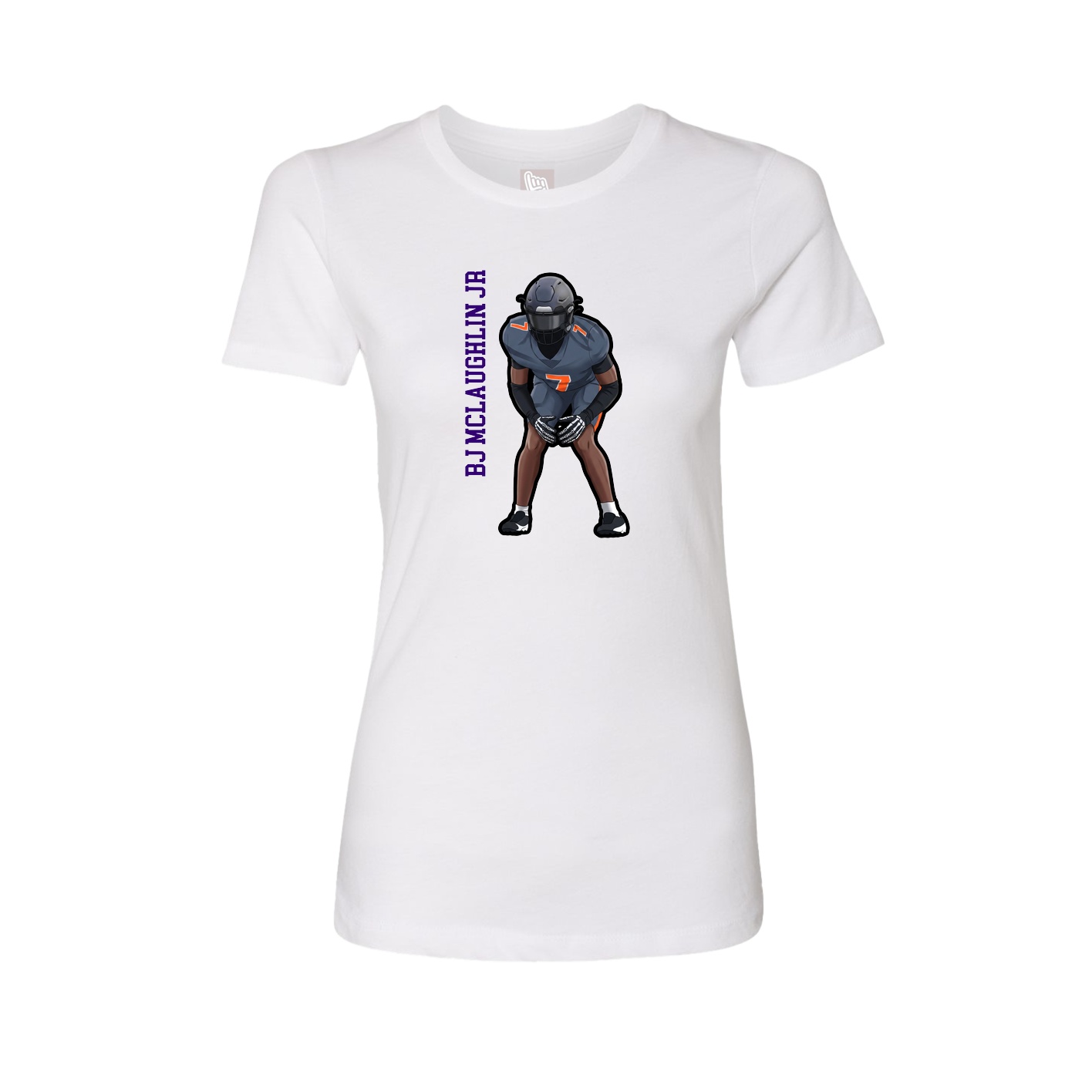 Womens Tee — Name Vertical in White