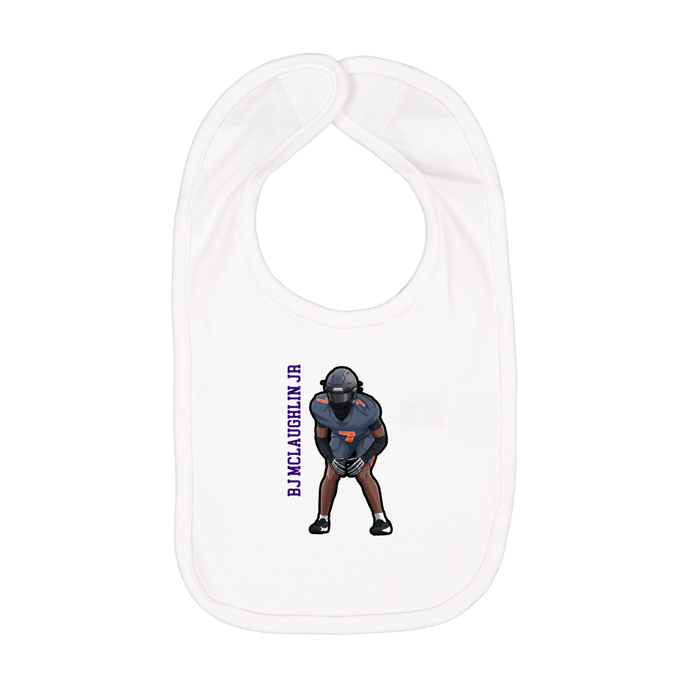 Infant Bib — Name Vertical in White