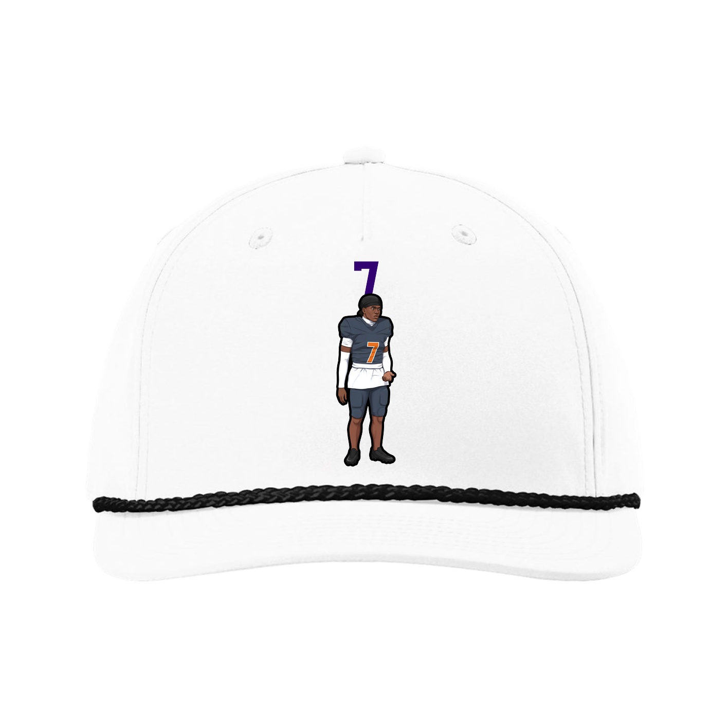 Five-Panel Classic Rope Cap — Number Top in White