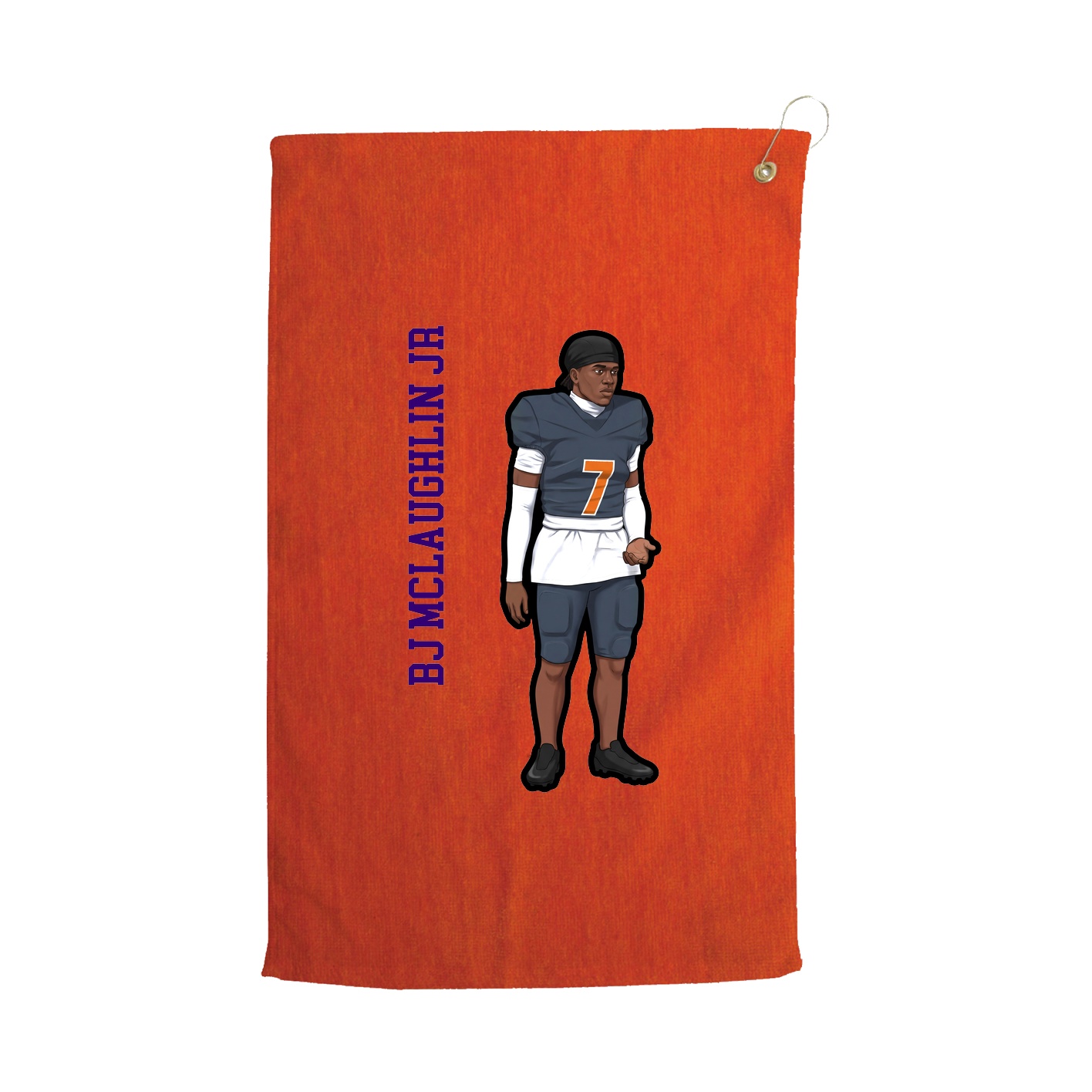 Golf Towel — Name Vertical in Orange