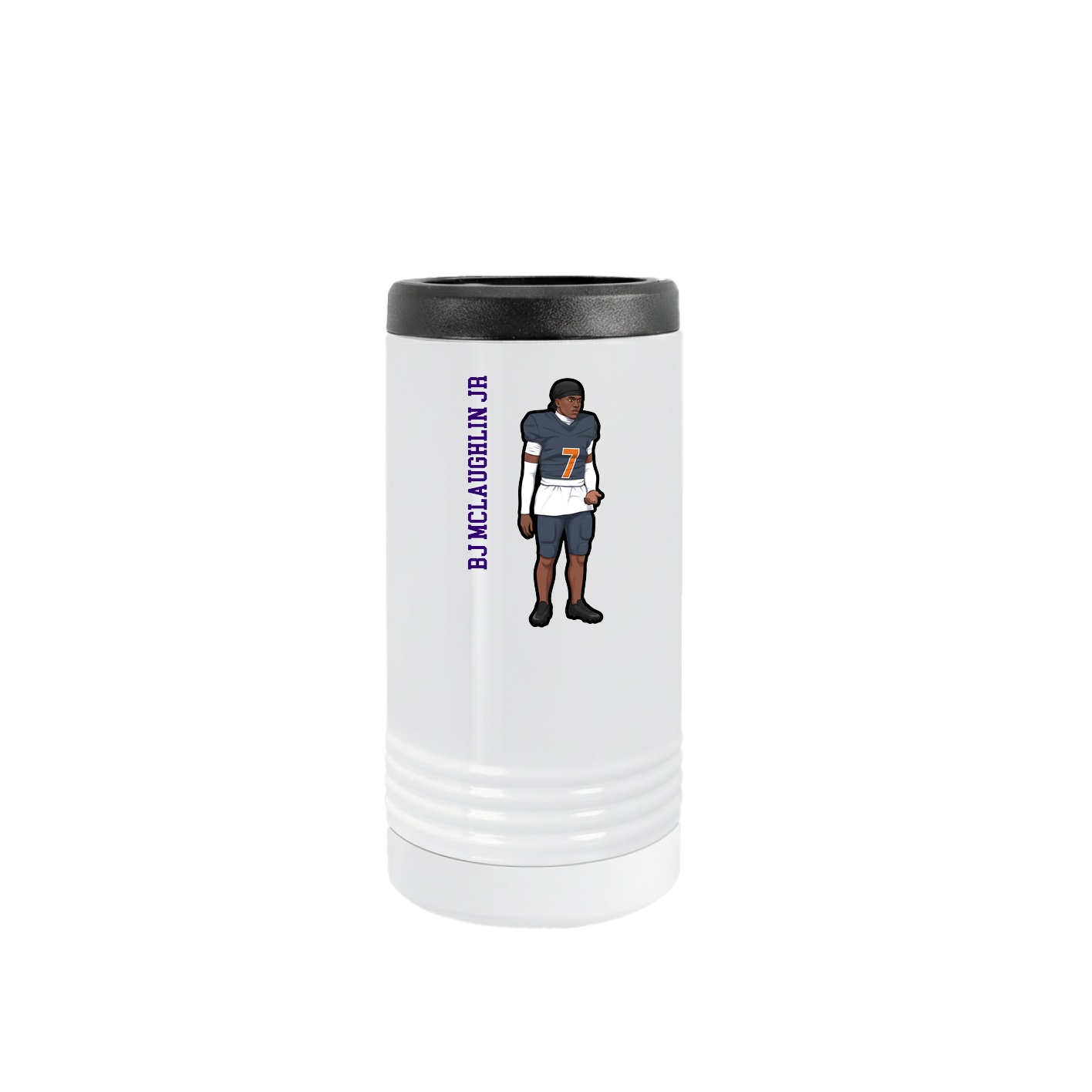 Slim Beverage Holder — Name Vertical in White
