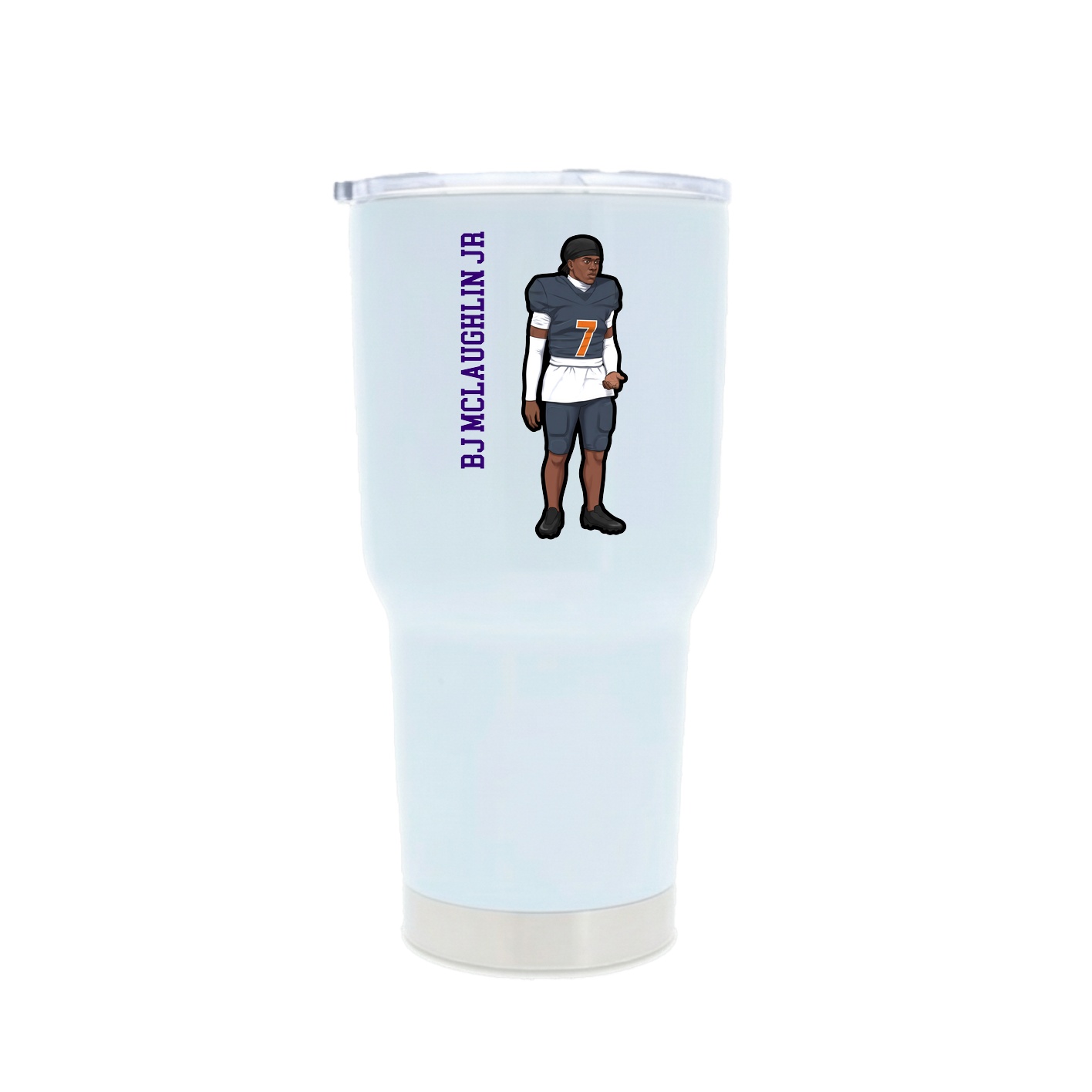 30oz Stainless Steel Tumbler — Name Vertical in White