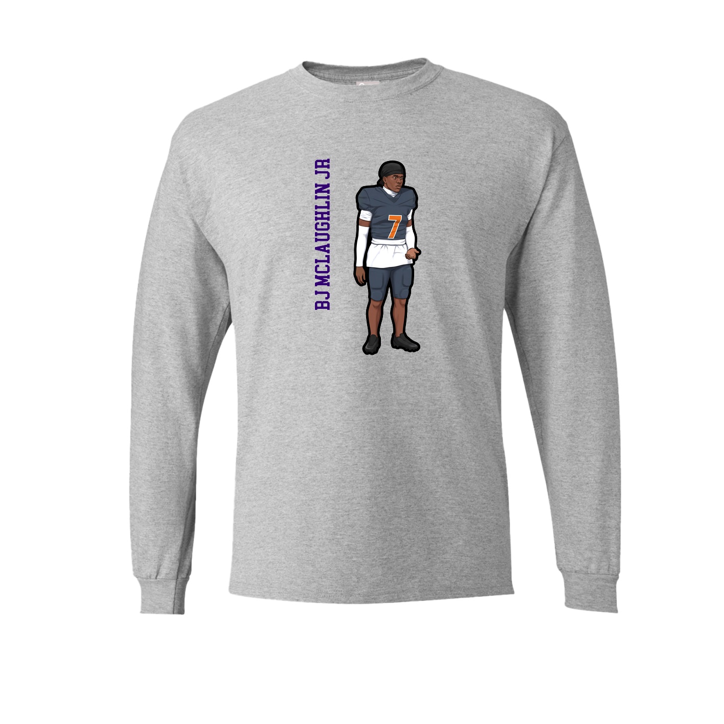 Long Sleeve Tee — Name Vertical in Grey