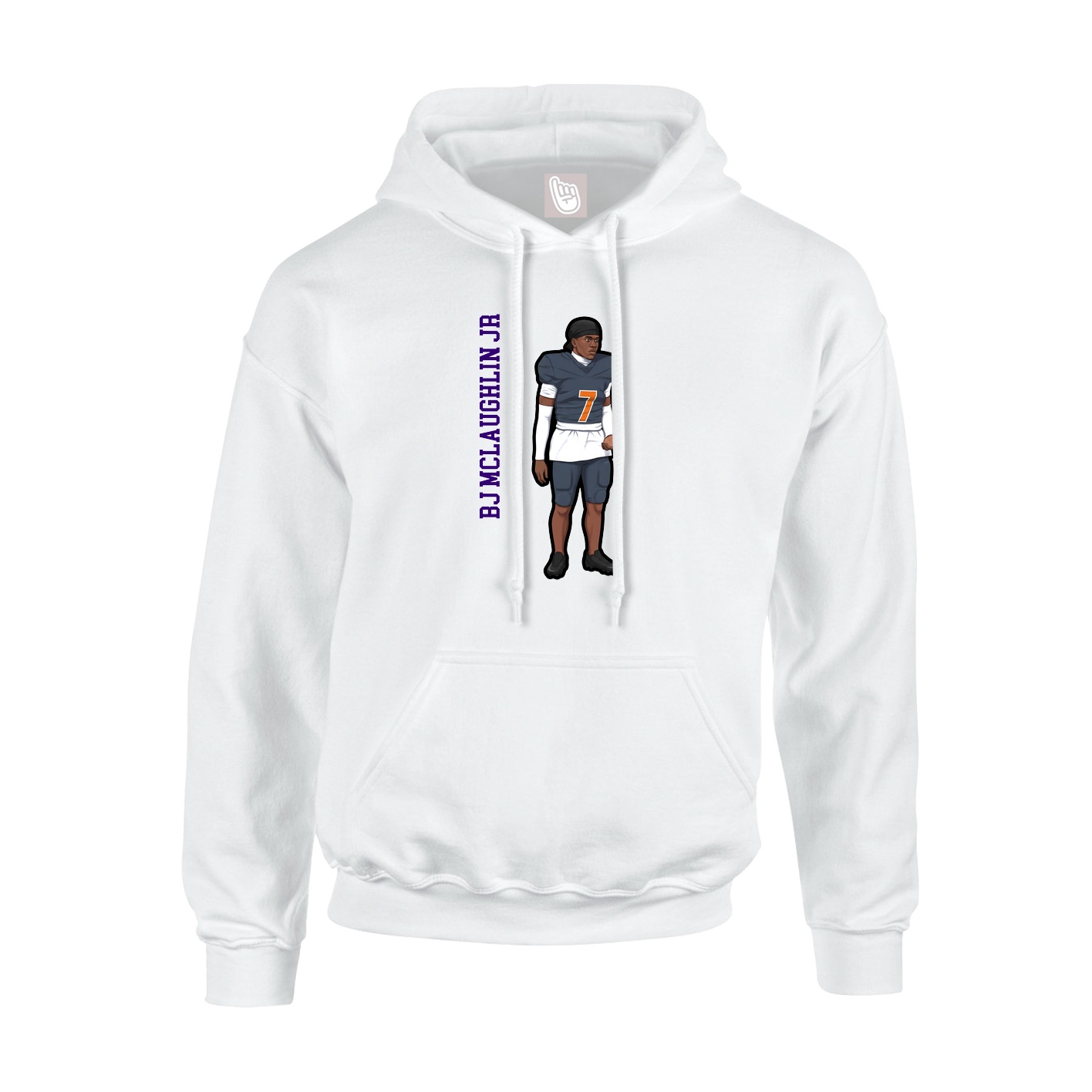 Youth Hoodie — Name Vertical in White