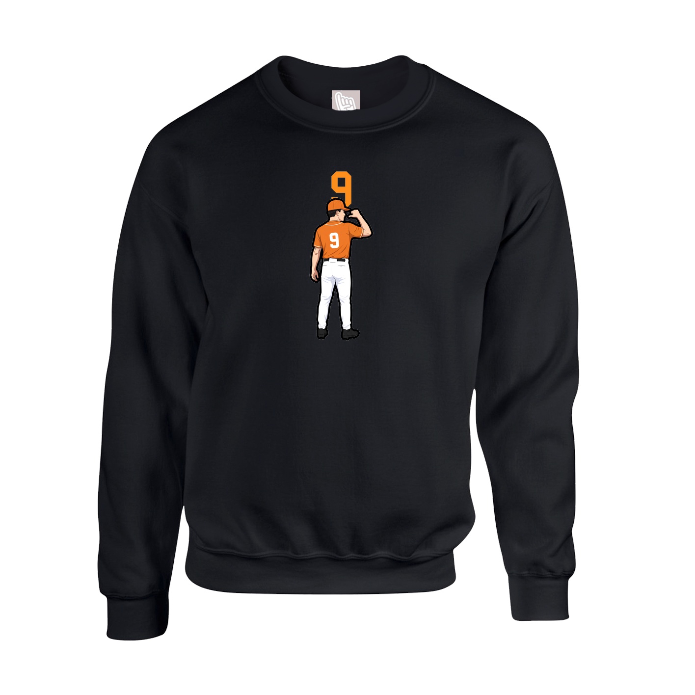 Fleece Crew — Number Top in Black