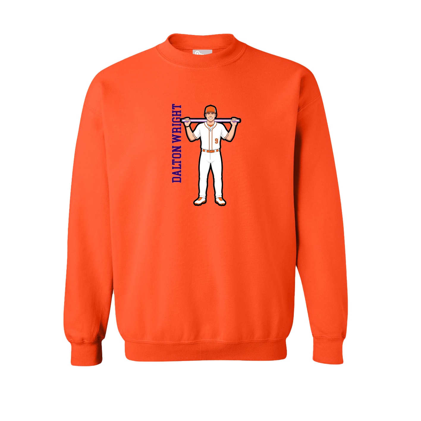 Fleece Crew — Name Vertical in Orange