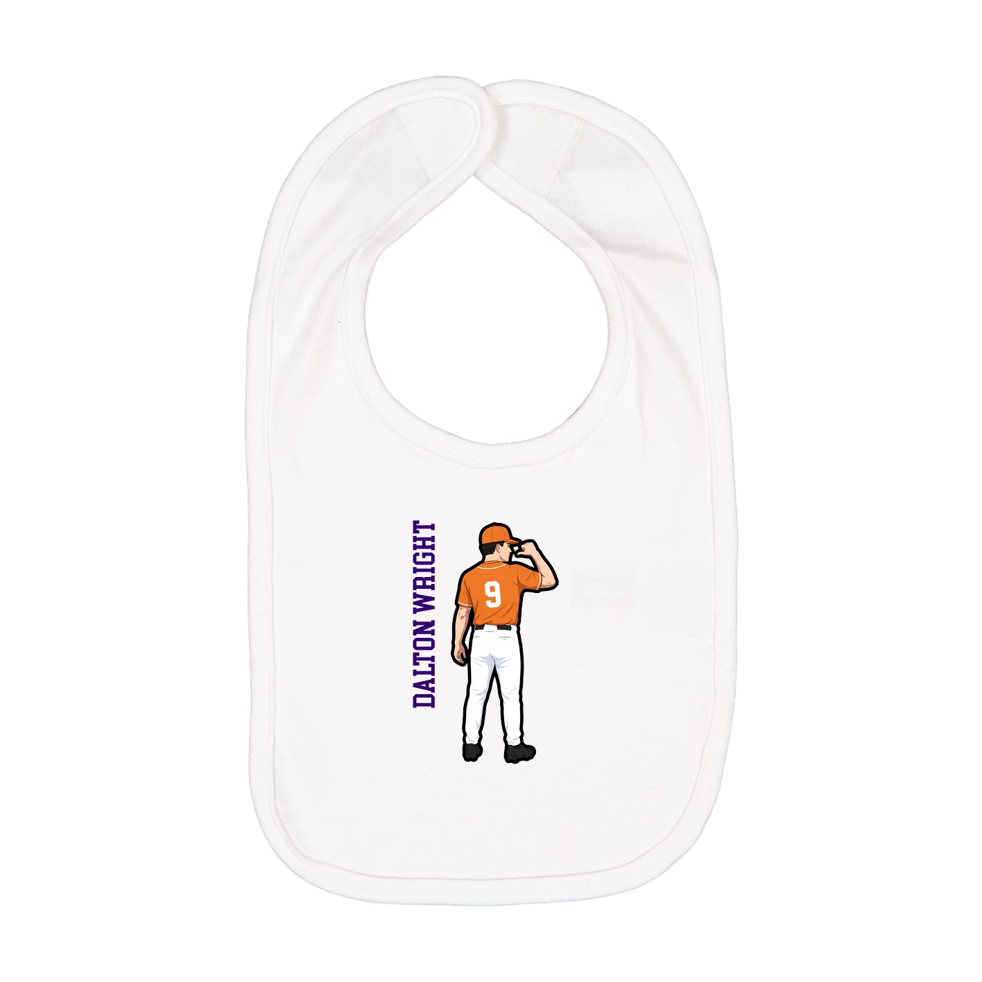 Infant Bib — Name Vertical in White