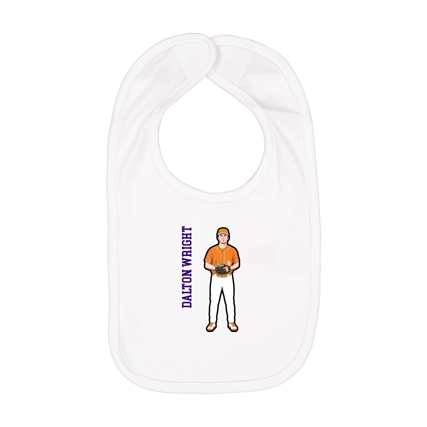 Infant Bib — Name Vertical in White