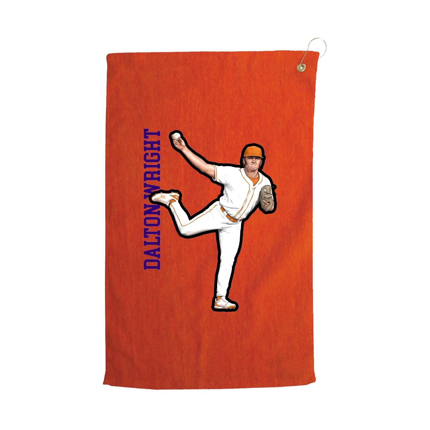 Golf Towel — Name Vertical in Orange