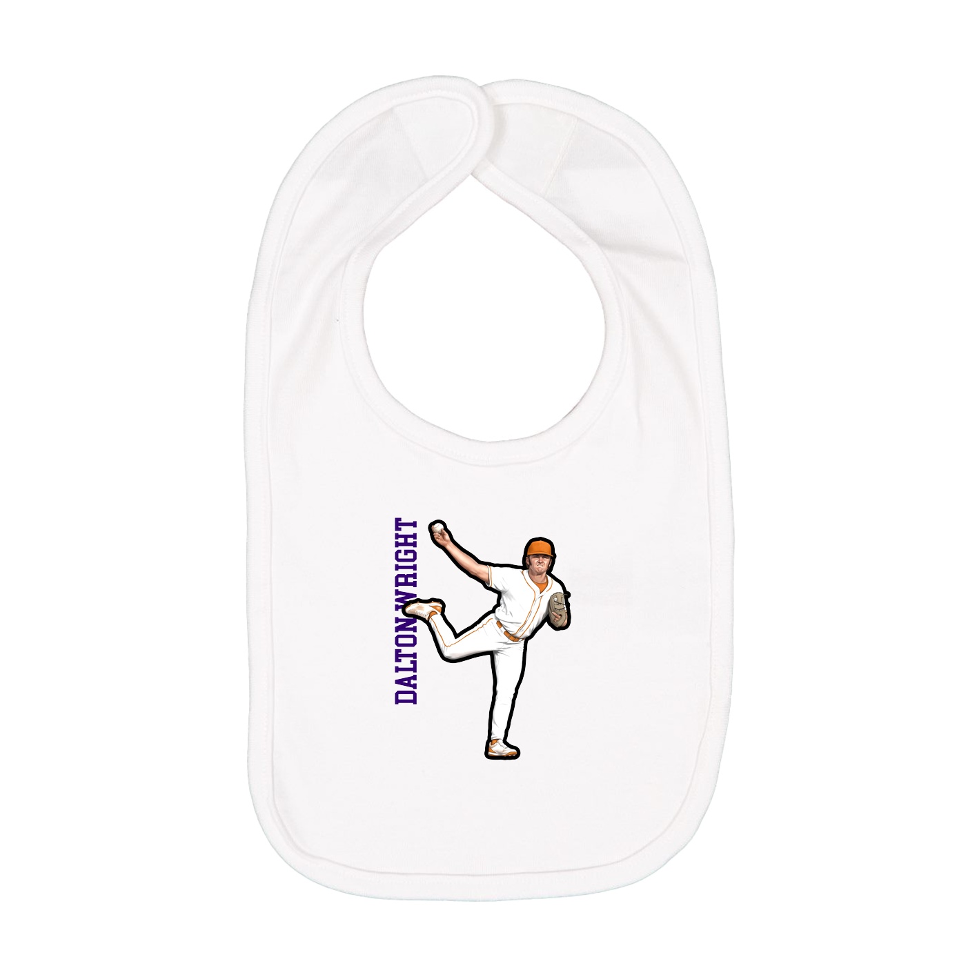 Infant Bib — Name Vertical in White