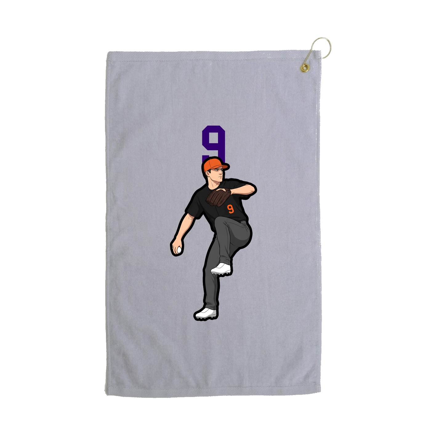 Golf Towel — Number Top in Grey