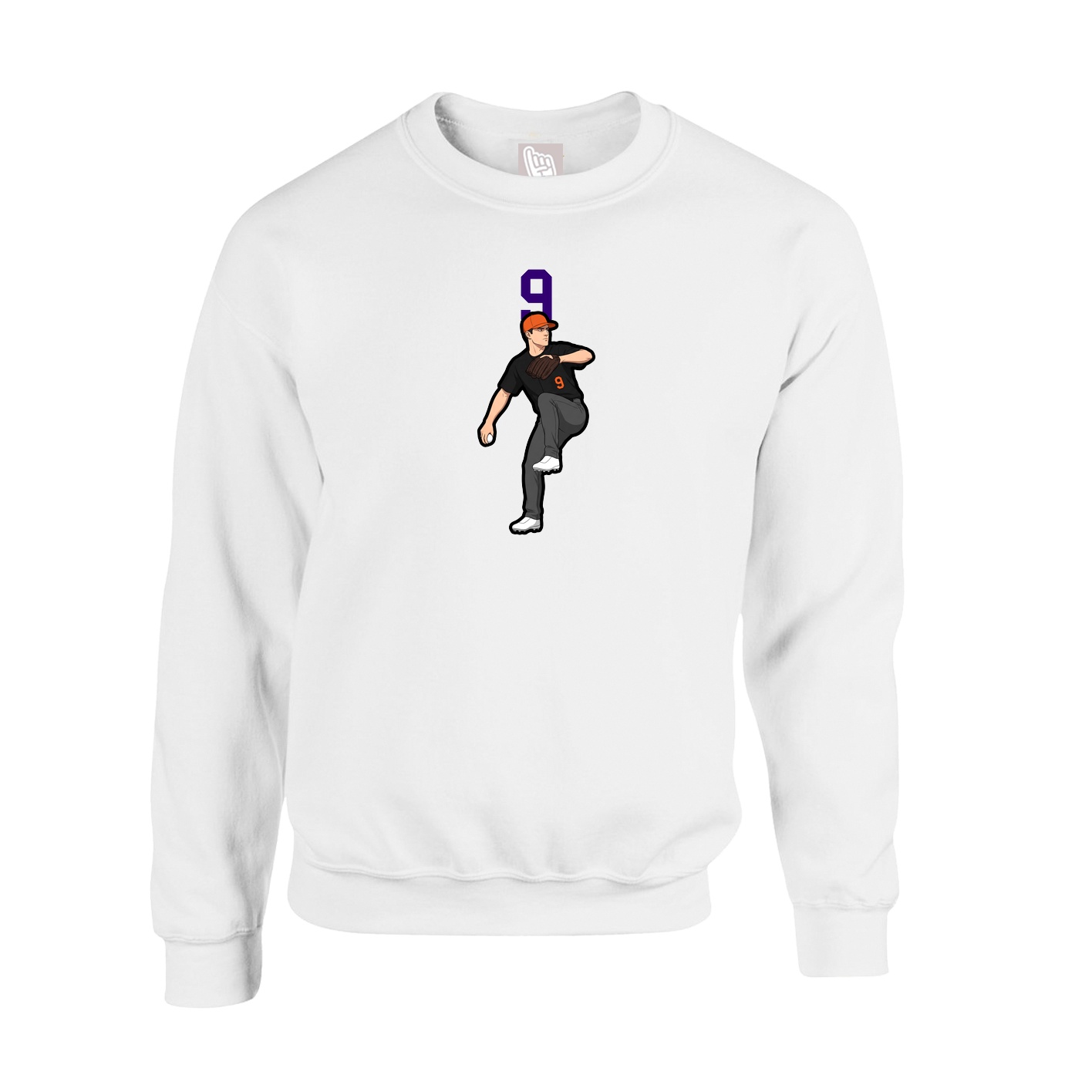 Fleece Crew — Number Top in White