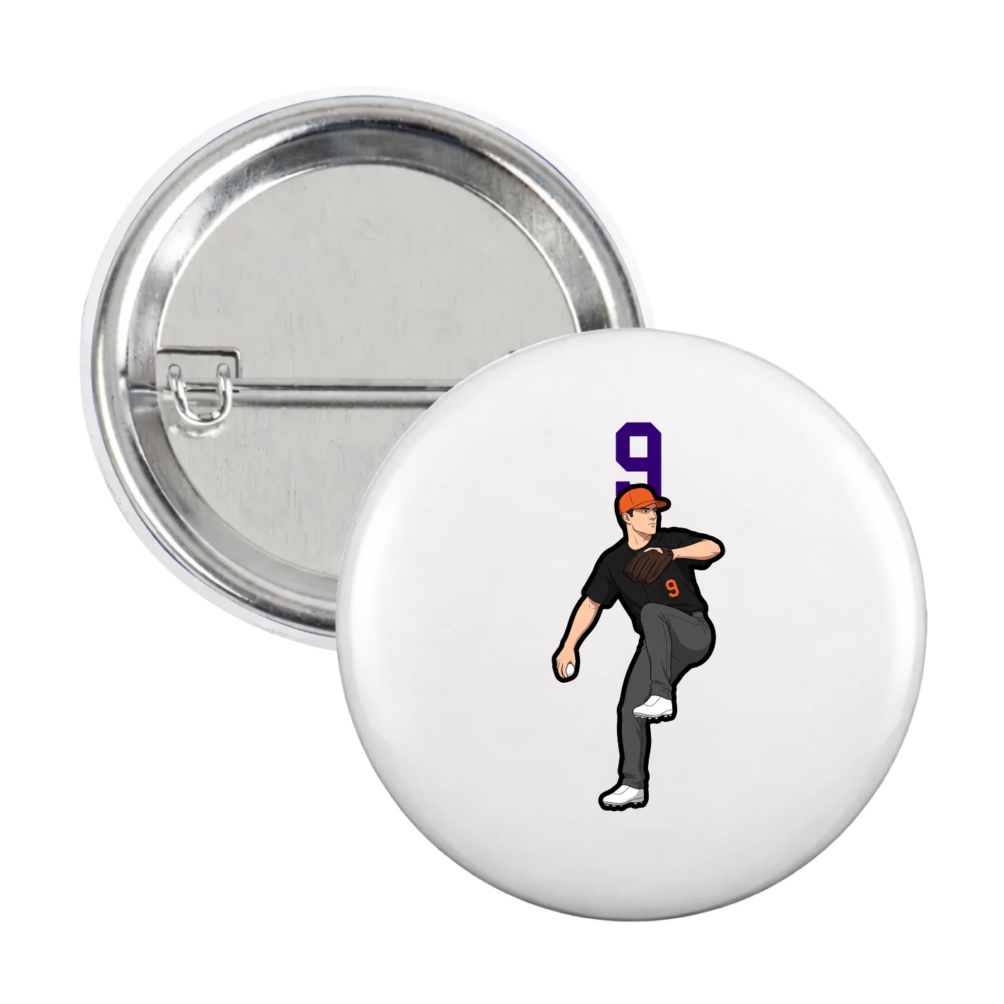 Game Day Button — Number Top in White
