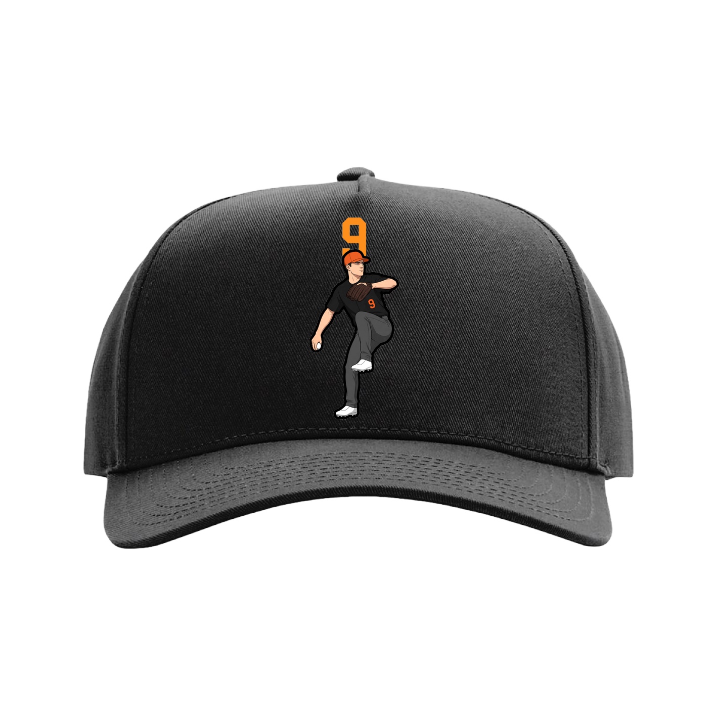 Full Fabric Five-Panel Champ Cap — Number Top in Black