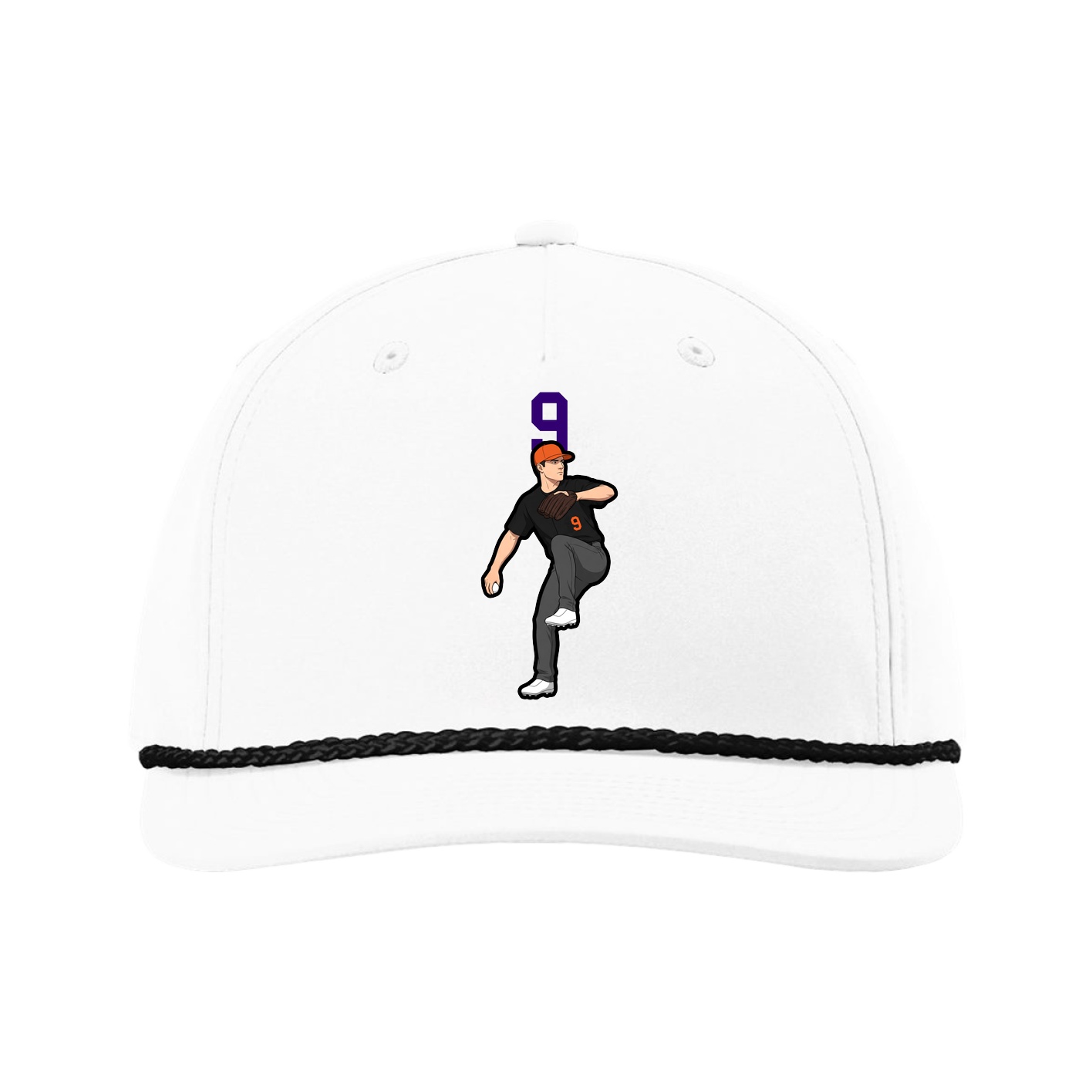 Five-Panel Classic Rope Cap — Number Top in White