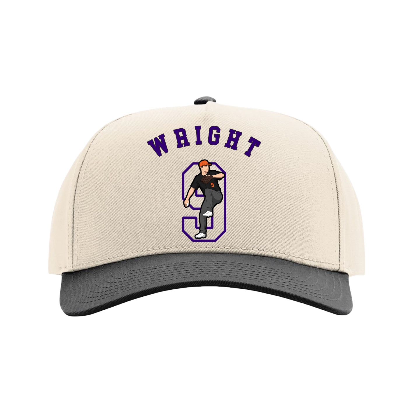Full Fabric Five-Panel Champ Cap — Shirsey Arch in Cream/Black