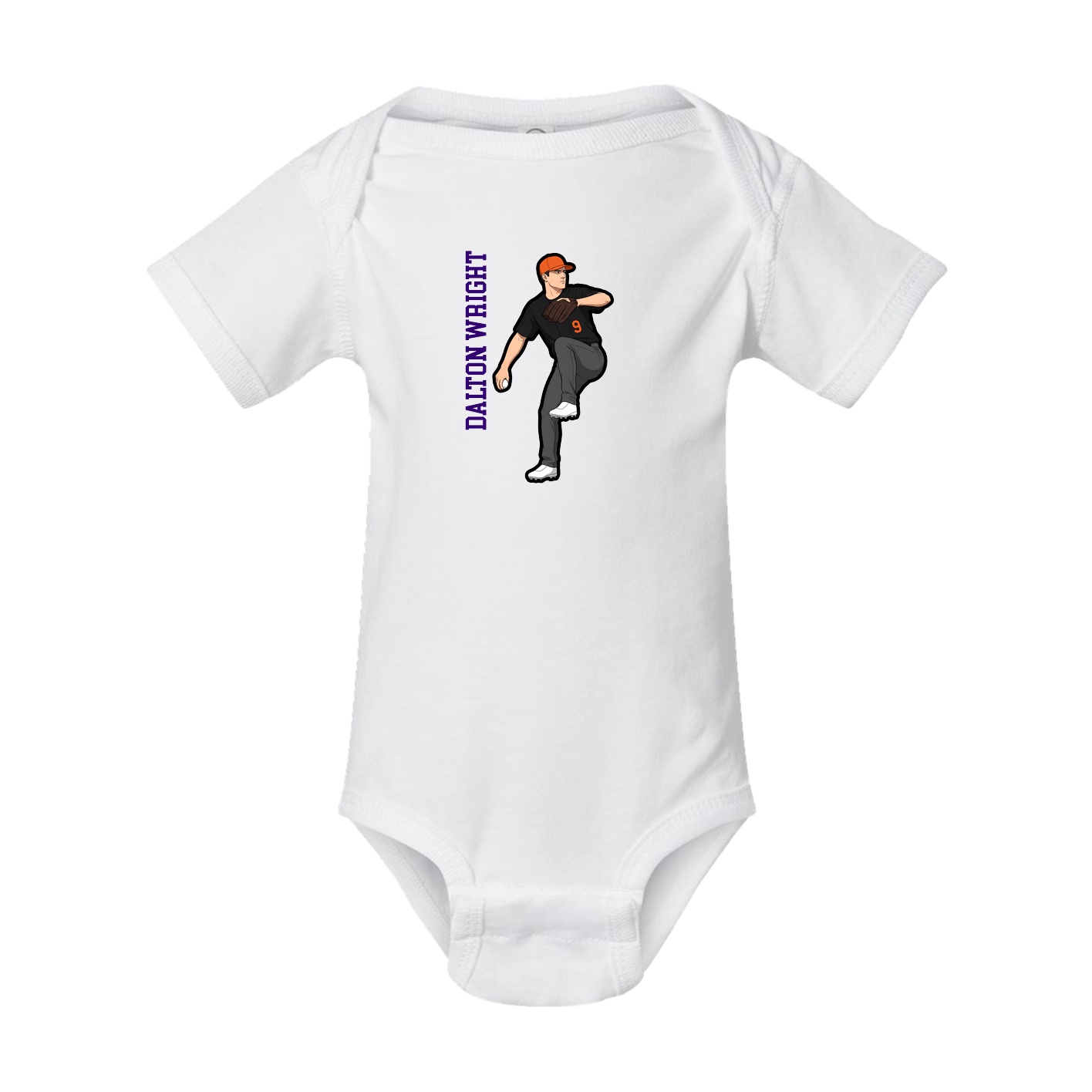 Baby Onesie — Name Vertical in White