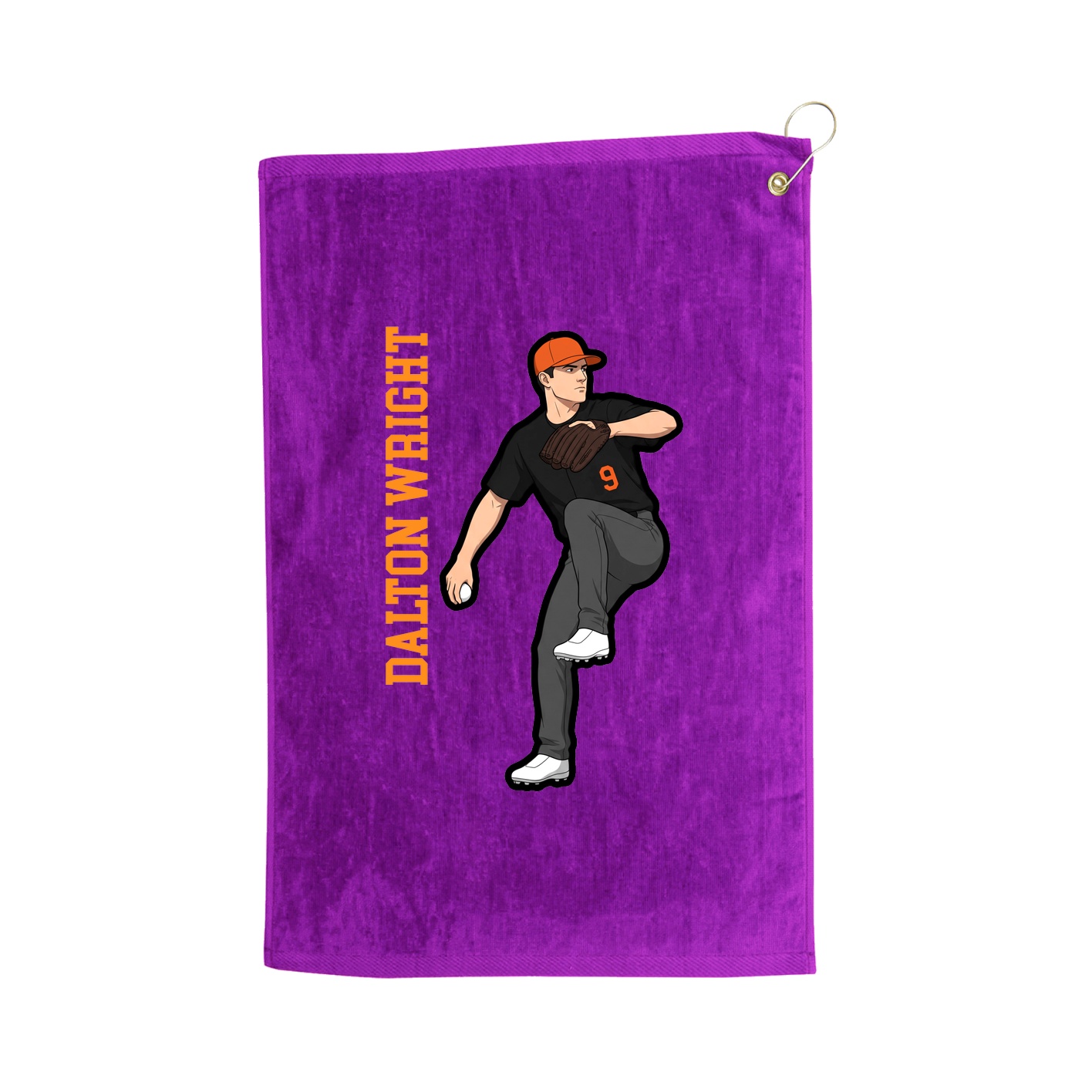 Golf Towel — Name Vertical in Purple