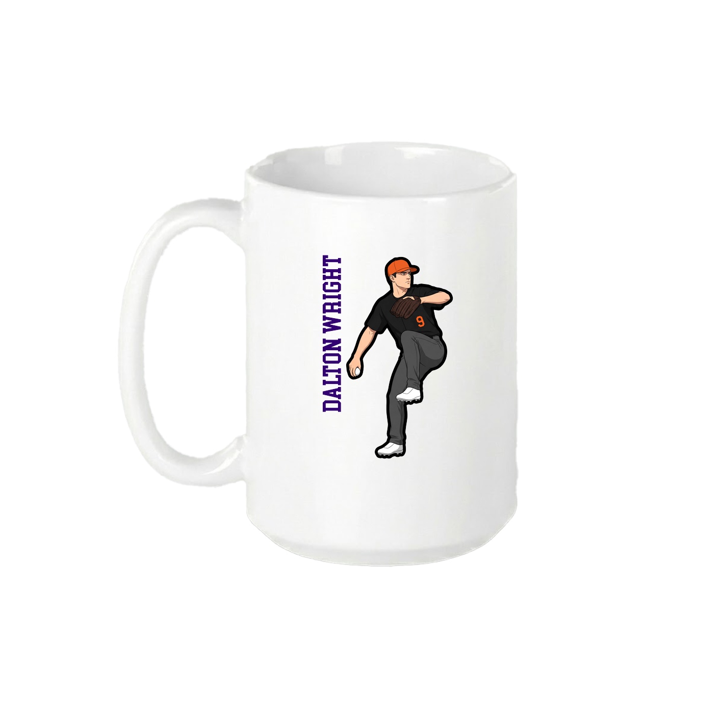 15oz Coffee Mug — Name Vertical in White
