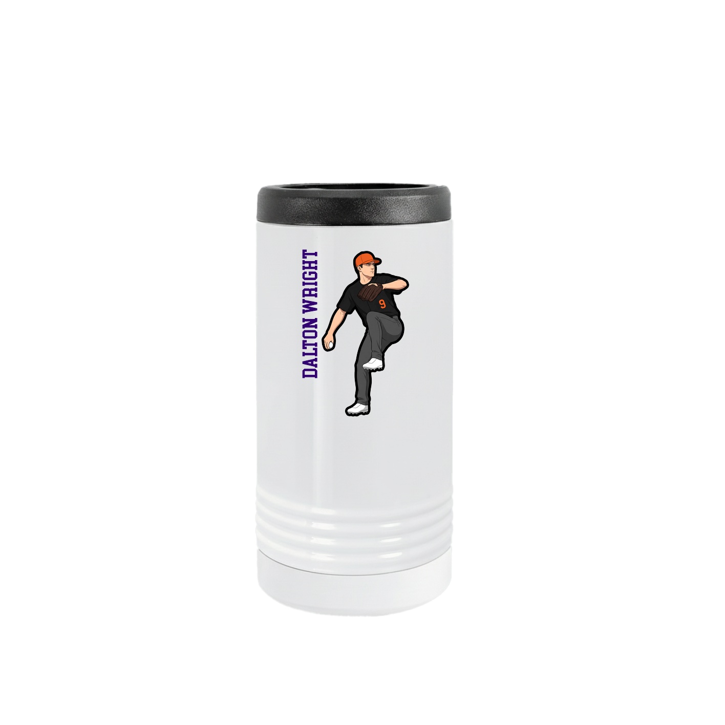 Slim Beverage Holder — Name Vertical in White