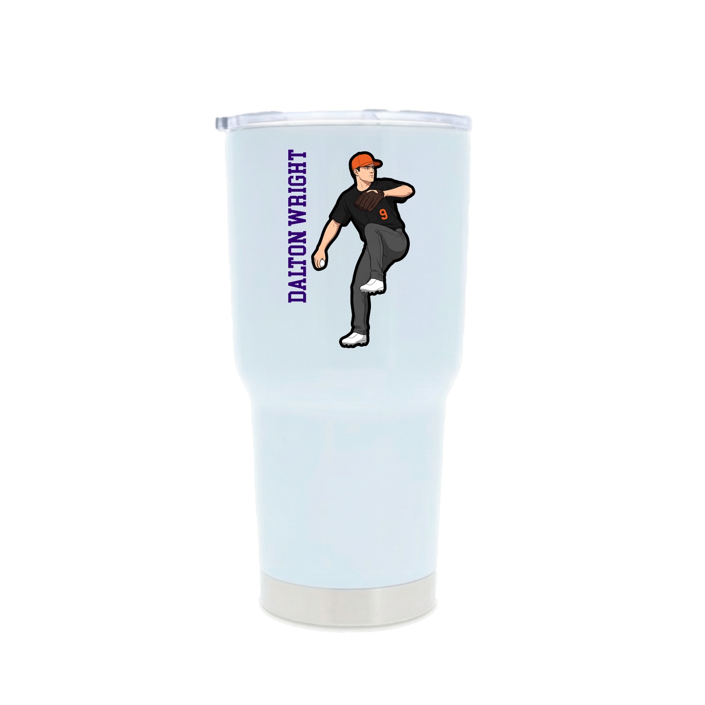 30oz Stainless Steel Tumbler — Name Vertical in White
