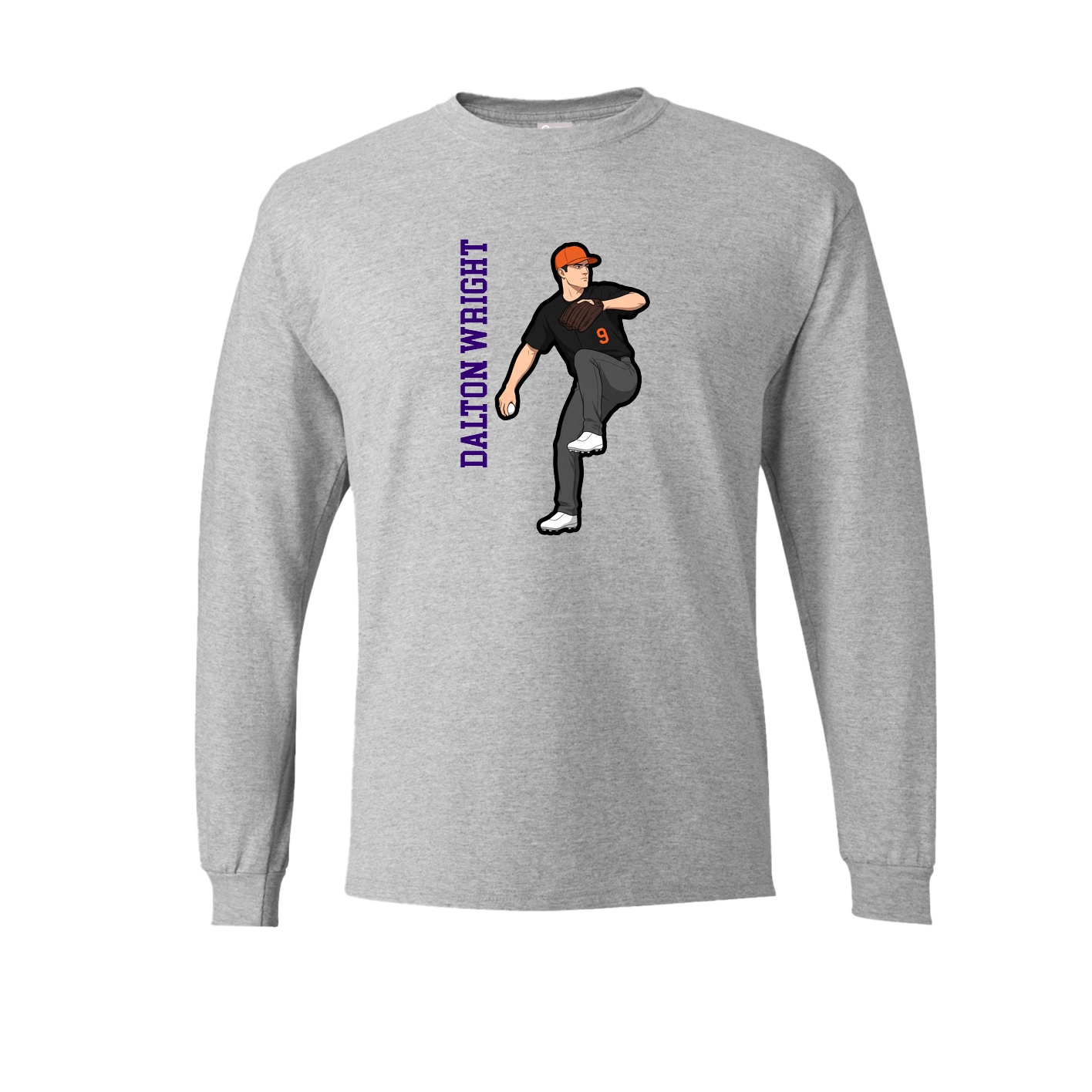 Long Sleeve Tee — Name Vertical in Grey