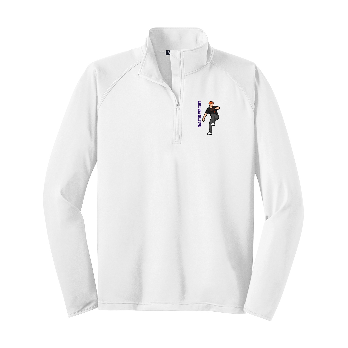 Q-Zip Pullover — Name Vertical in White
