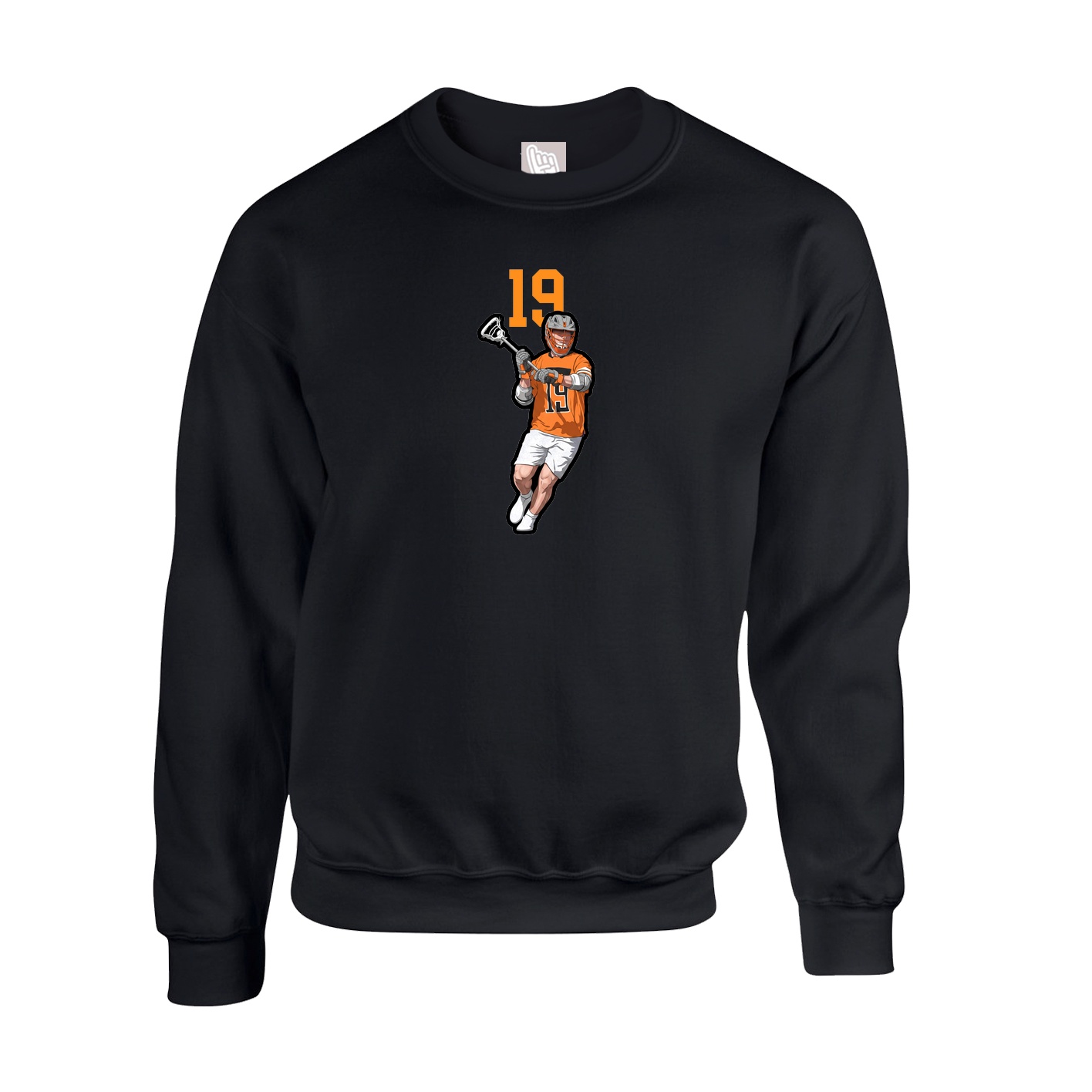 Fleece Crew — Number Top in Black