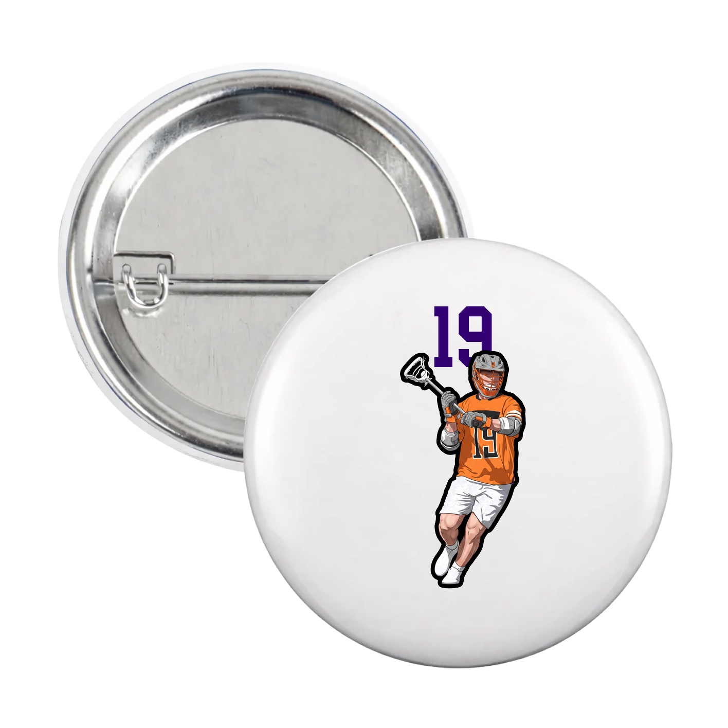 Game Day Button — Number Top in White