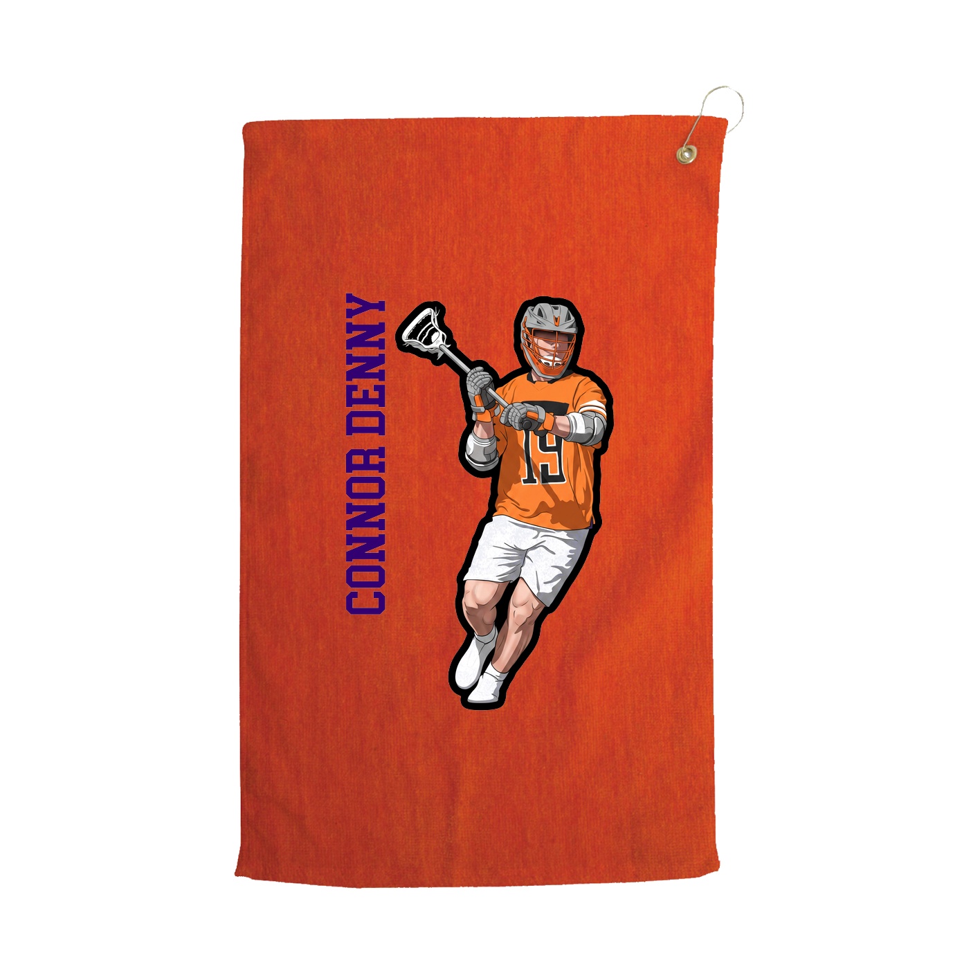 Golf Towel — Name Vertical in Orange