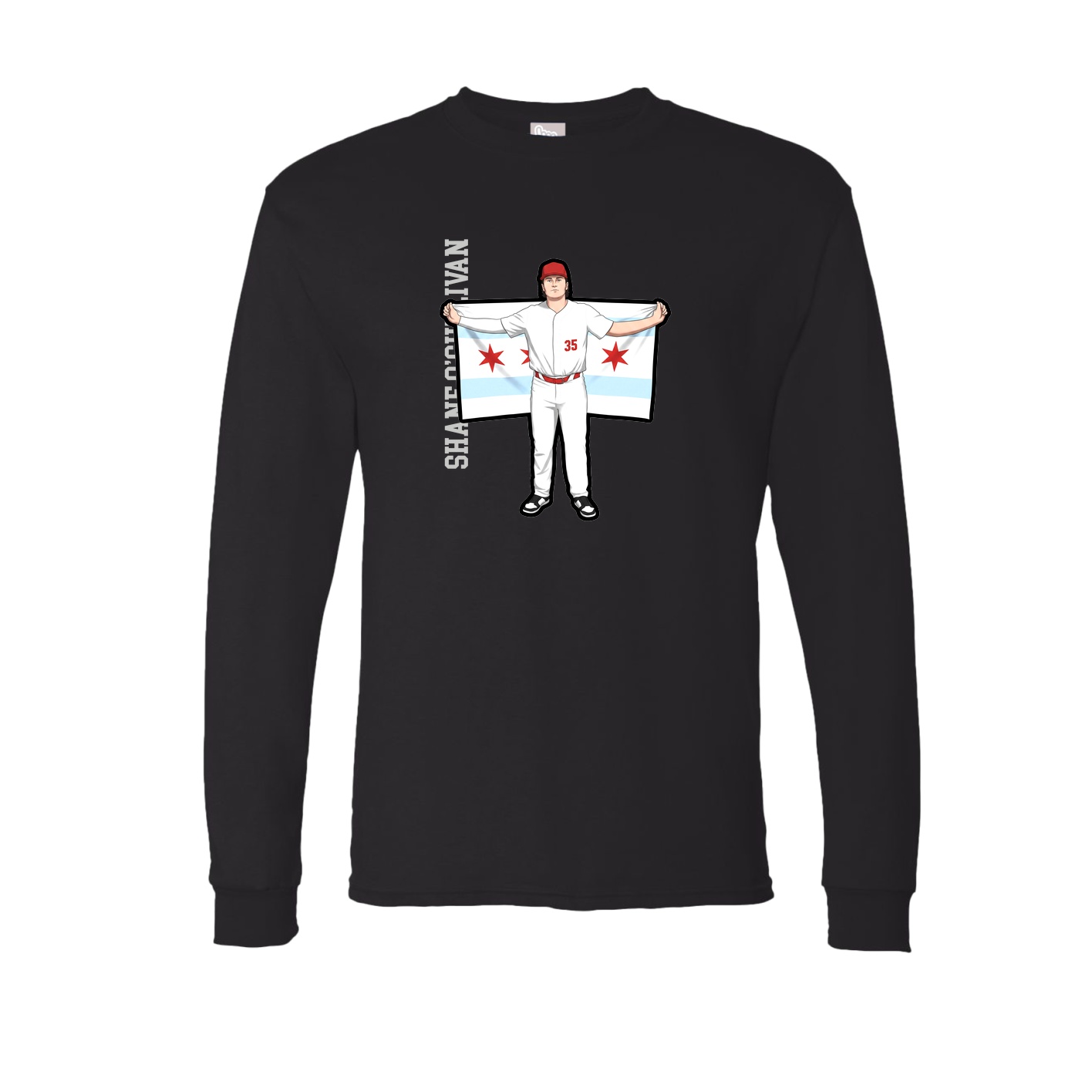 Long Sleeve Tee — Name Vertical in Black