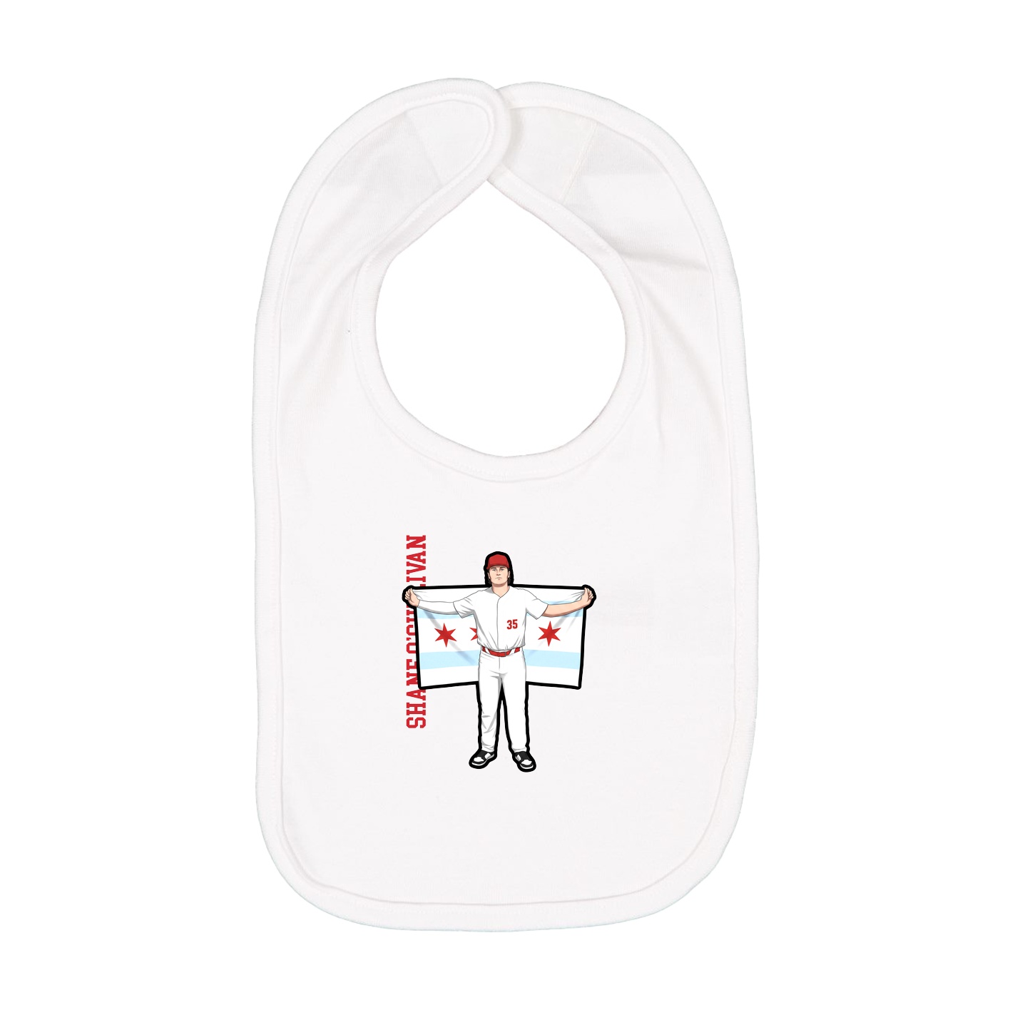 Infant Bib — Name Vertical in White