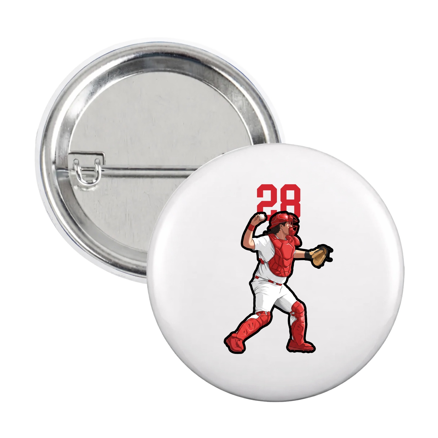 Game Day Button — Number Top in White