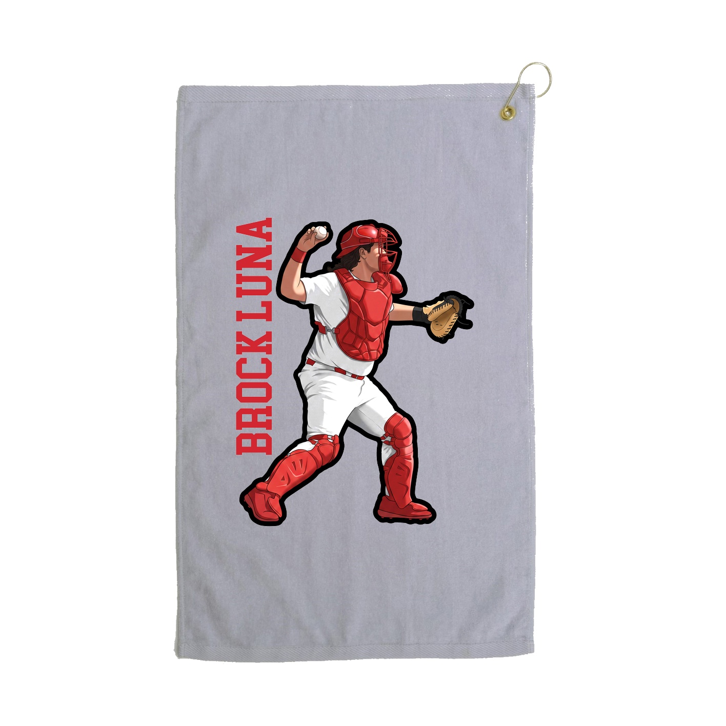 Golf Towel — Name Vertical in Grey