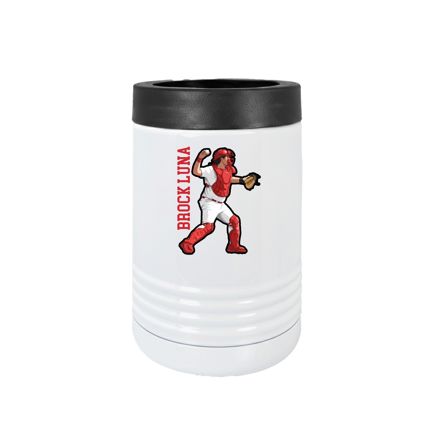 Beverage Holder — Name Vertical in White