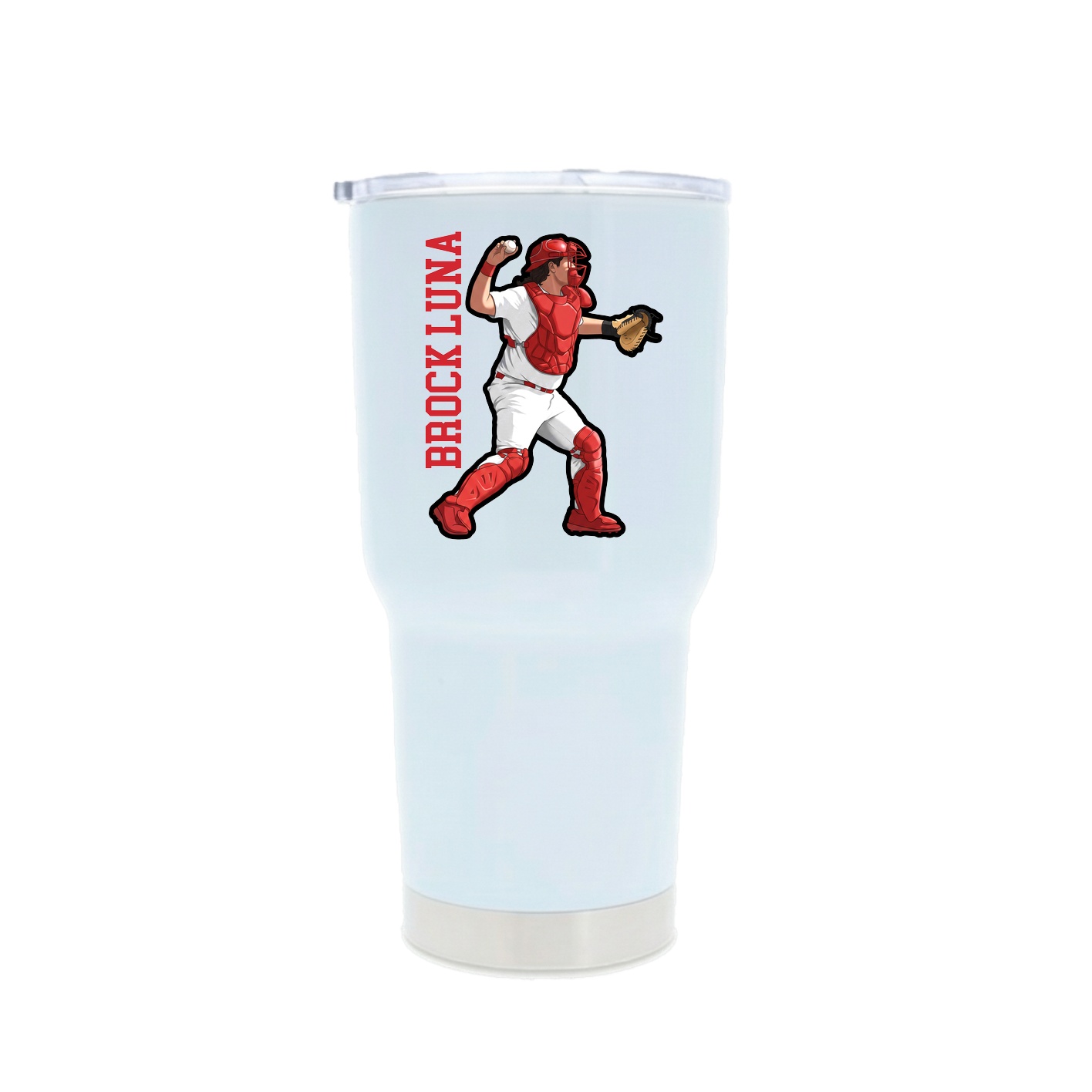 30oz Stainless Steel Tumbler — Name Vertical in White