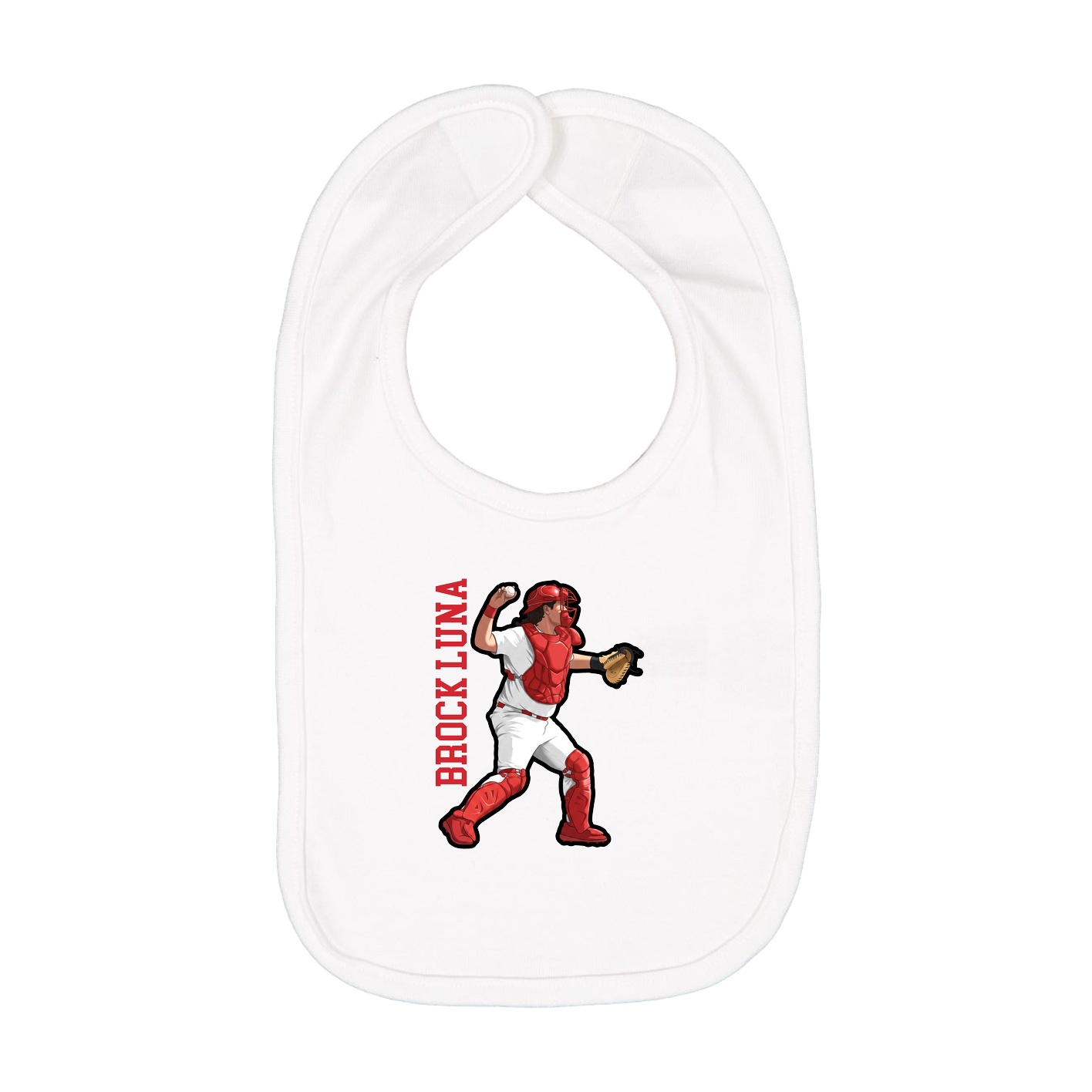 Infant Bib — Name Vertical in White
