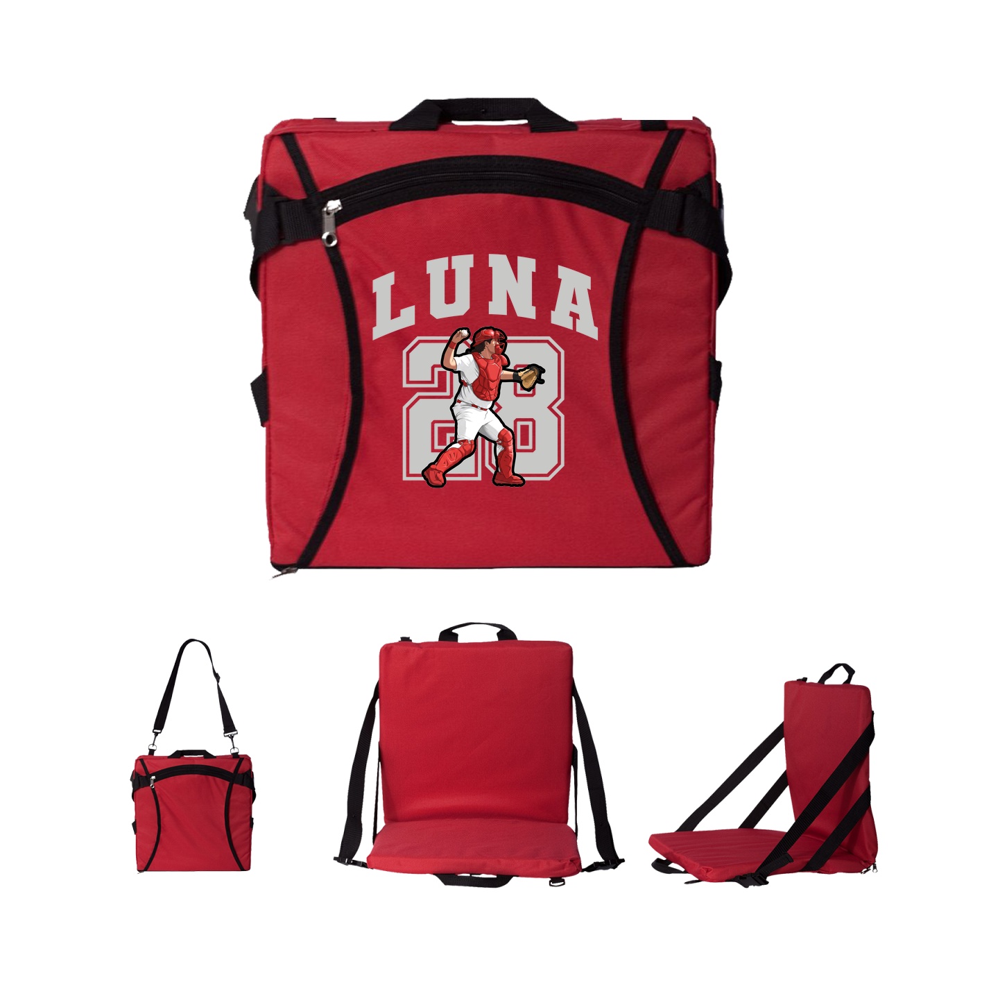 Folding Stadium Seat — Number in Red