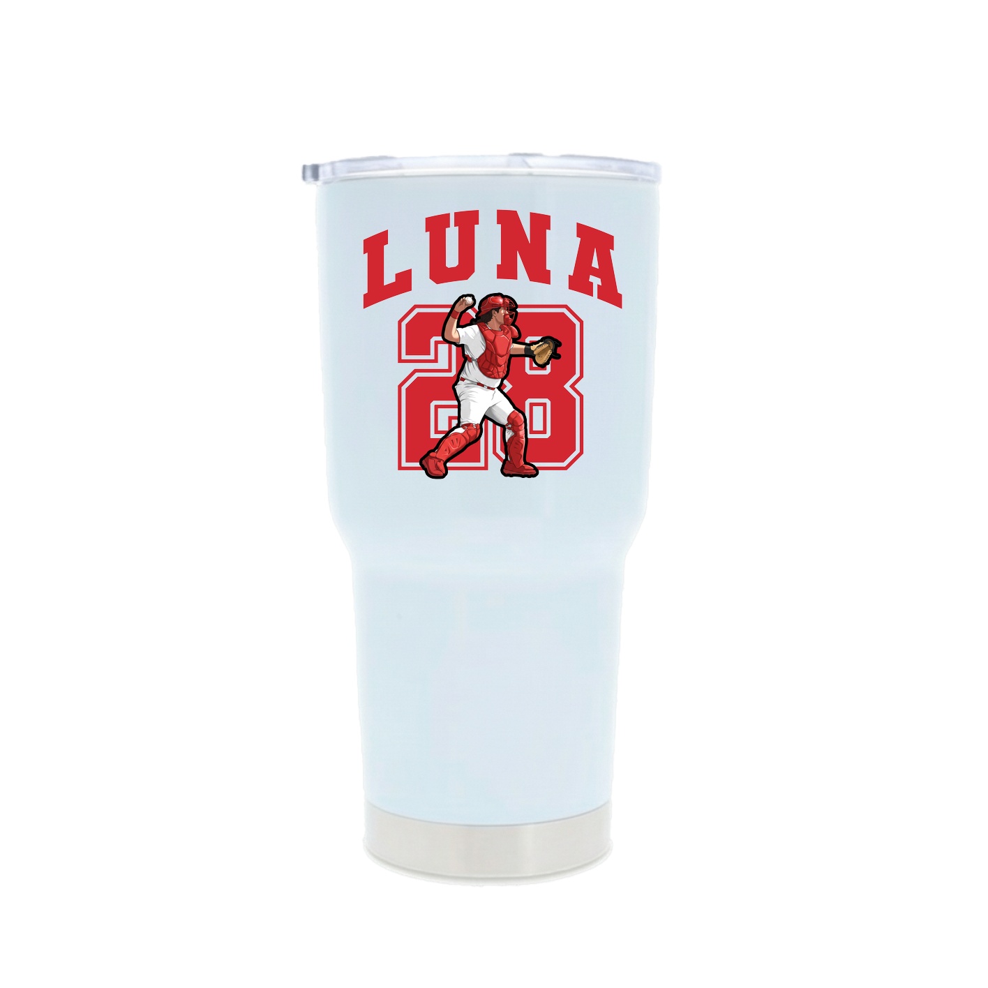 30oz Stainless Steel Tumbler — Number in White