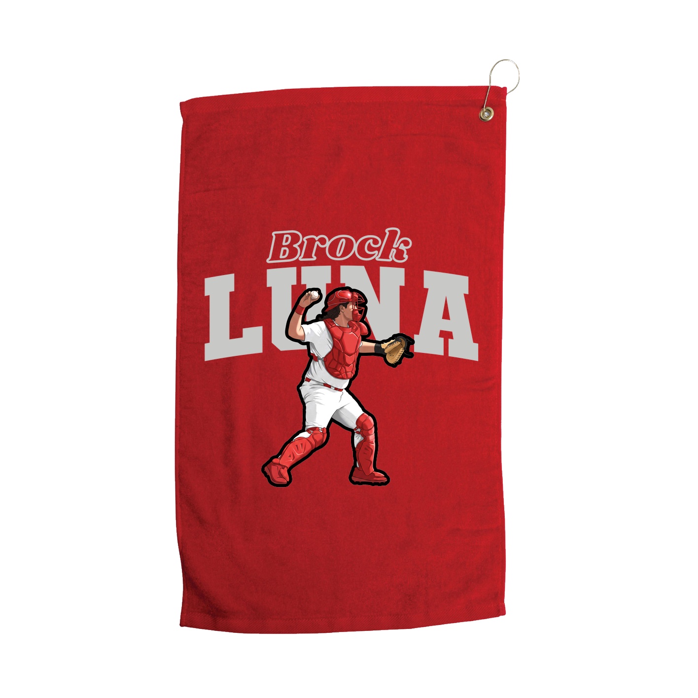 Golf Towel — Name Arch in Red