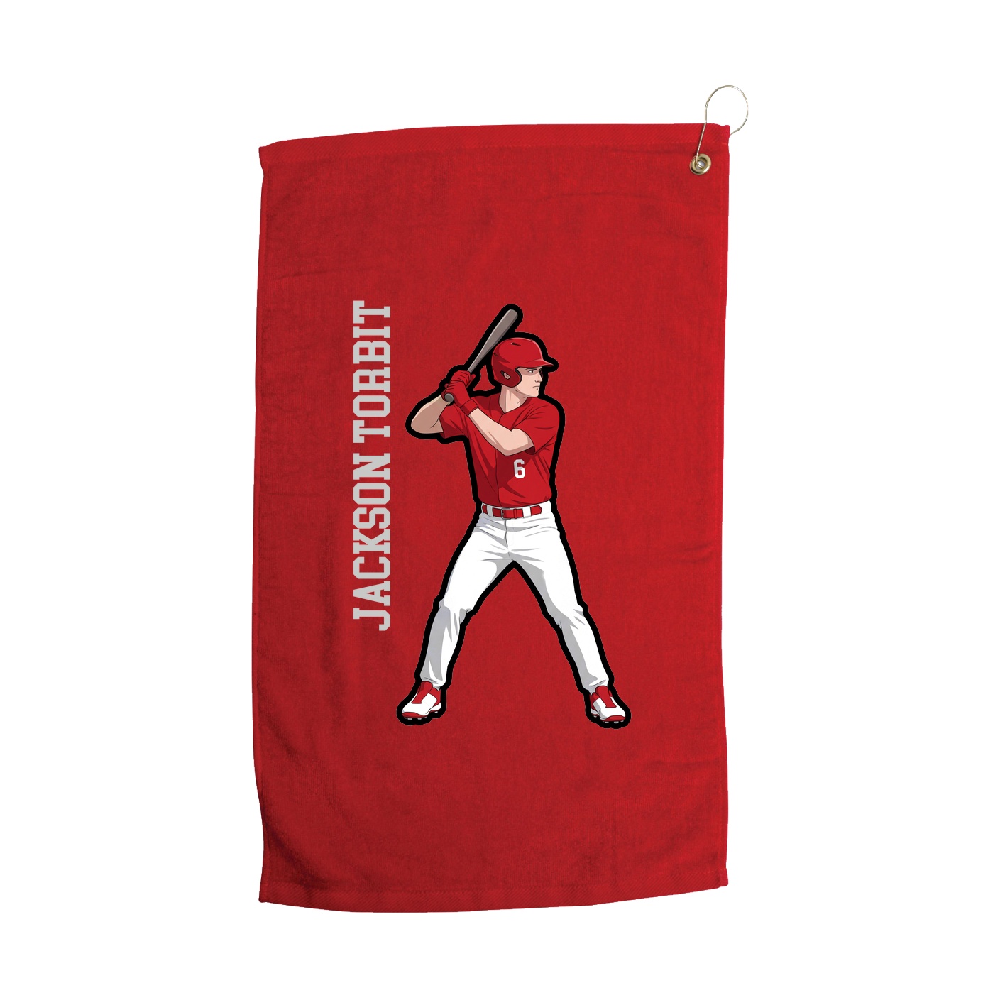 Golf Towel — Name Vertical in Red