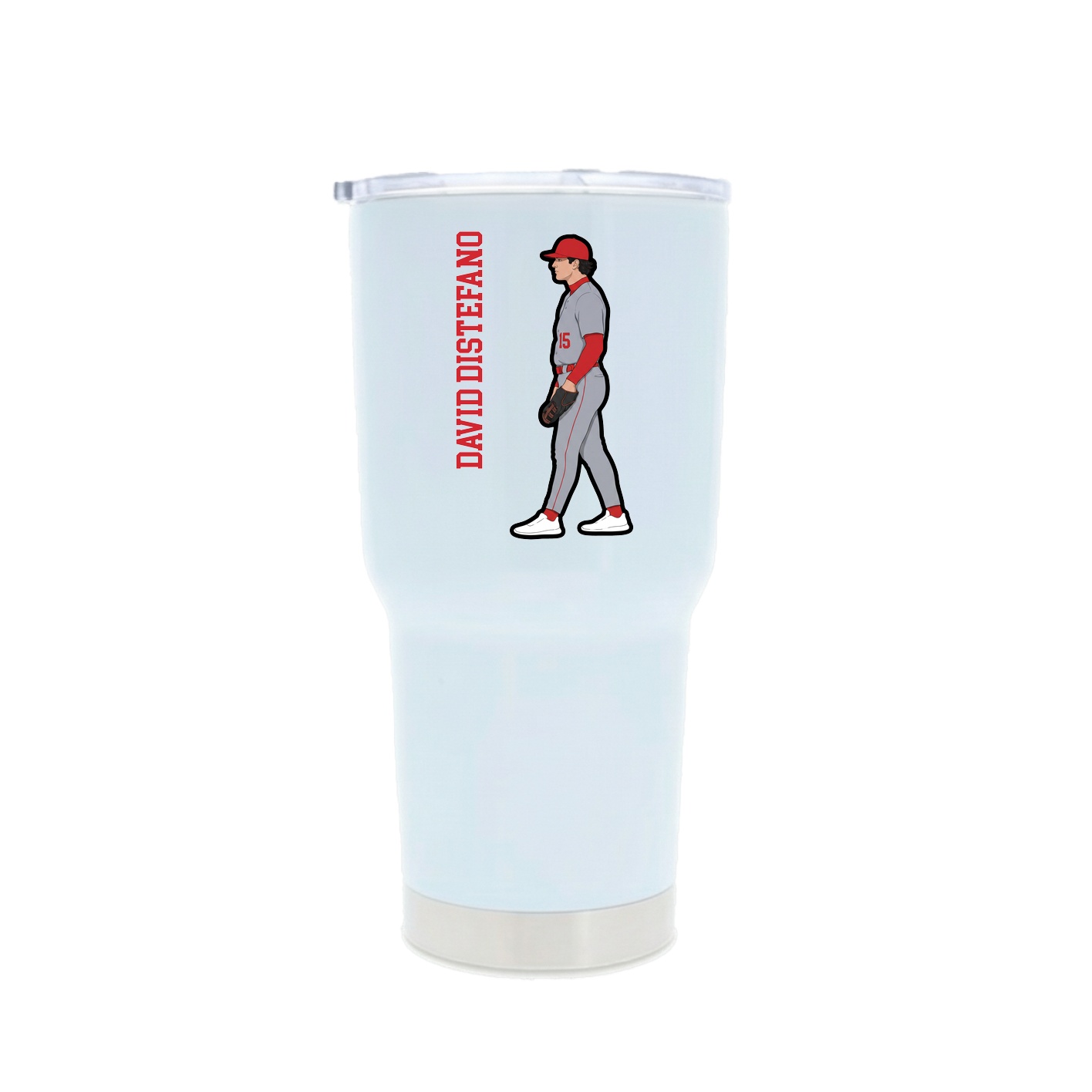 30oz Stainless Steel Tumbler — Name Vertical in White