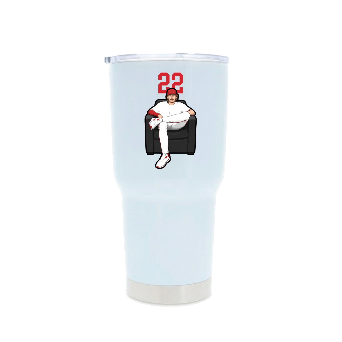 30oz Stainless Steel Tumbler — Number Top in White