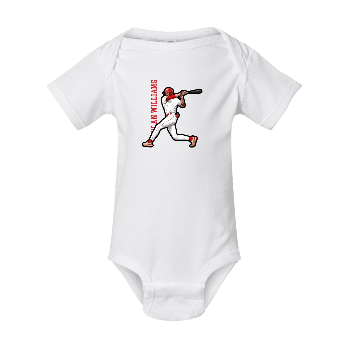 Baby Onesie — Name Vertical in White